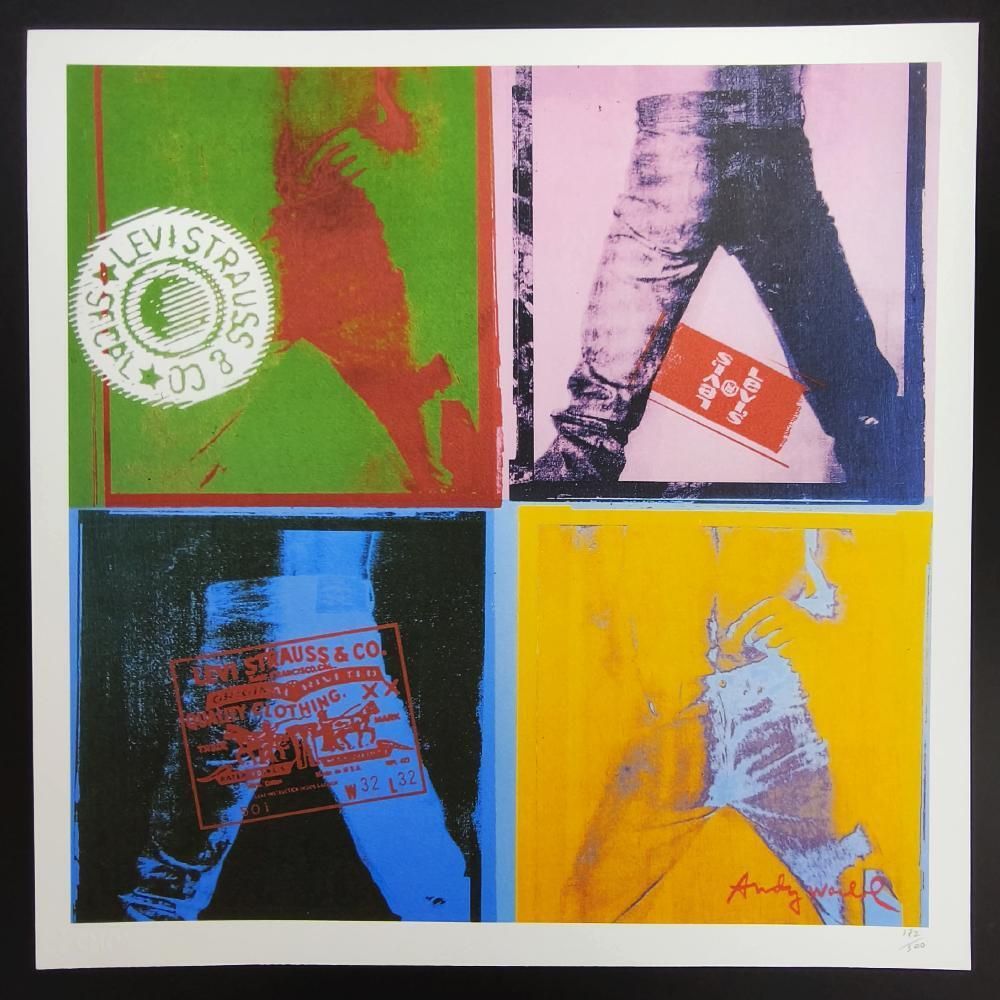 Andy Warhol "Levi's" Limited Edition Lithografie uit de jaren 1980, uitgegeven door Cmoa    Ddp-verzending voor leveringen naar het Verenigd Koninkrijk, met vooruitbetaalde invoerrechten.