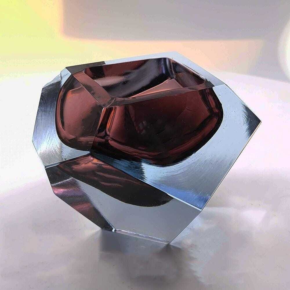 1960s Asymmetrical Uranium Multifaceted Ashtray In Murano Glass. Made In Murano, Italy photo buy
