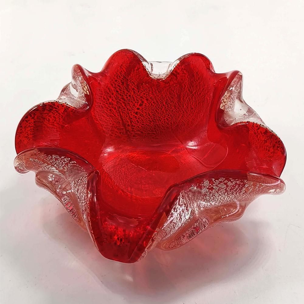 Vintage asbak in Muranoglas met zilveren afwerking, ca. jaren 1950, Made in Italy. photo vinterior