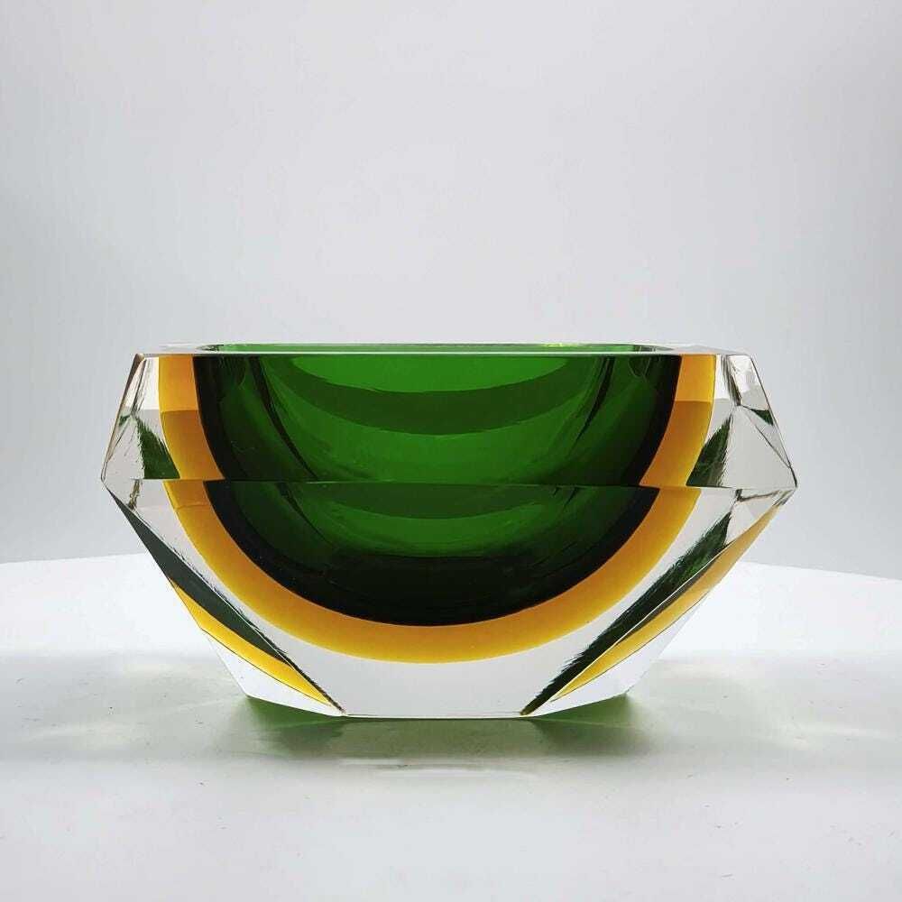 Rechthoekige veelzijdige asbak of opvangschaal in Murano-glas door Flavio Poli voor Seguso, jaren 1960. Made In Italy.