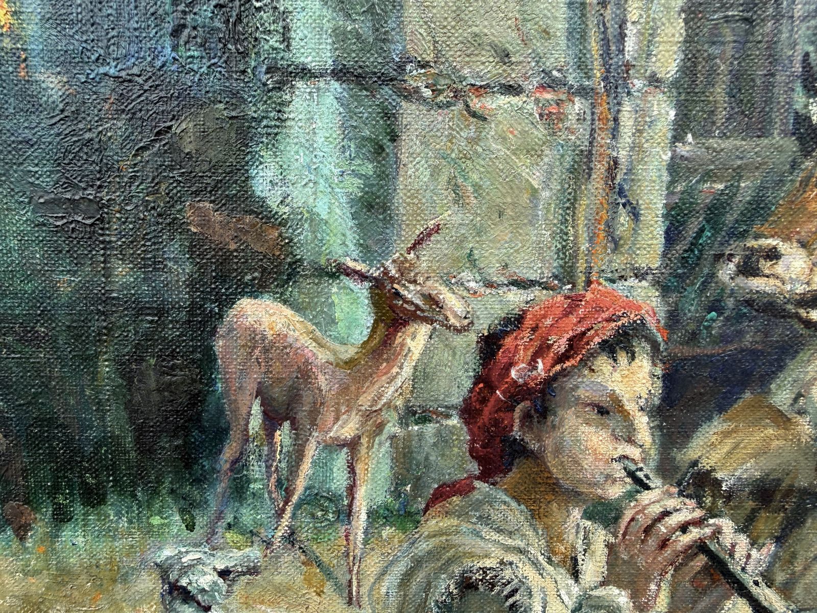 Ramón Gimbert Glory To God In The Highest, Monumentaal Catalaans Kerststalstuk Olieverfschilderij 1959 photo for sale
