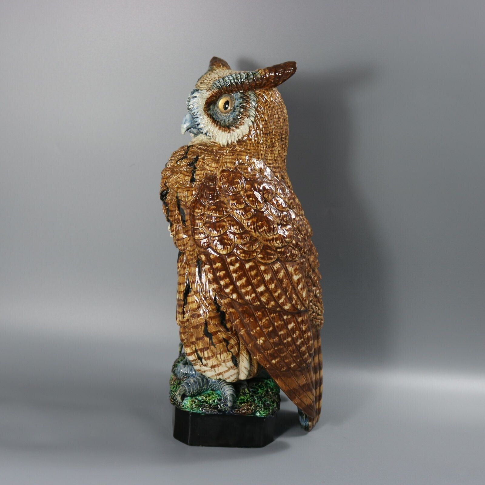 Rare Hugo Lonitz Majolica Eagle Owl Figure photo furniture