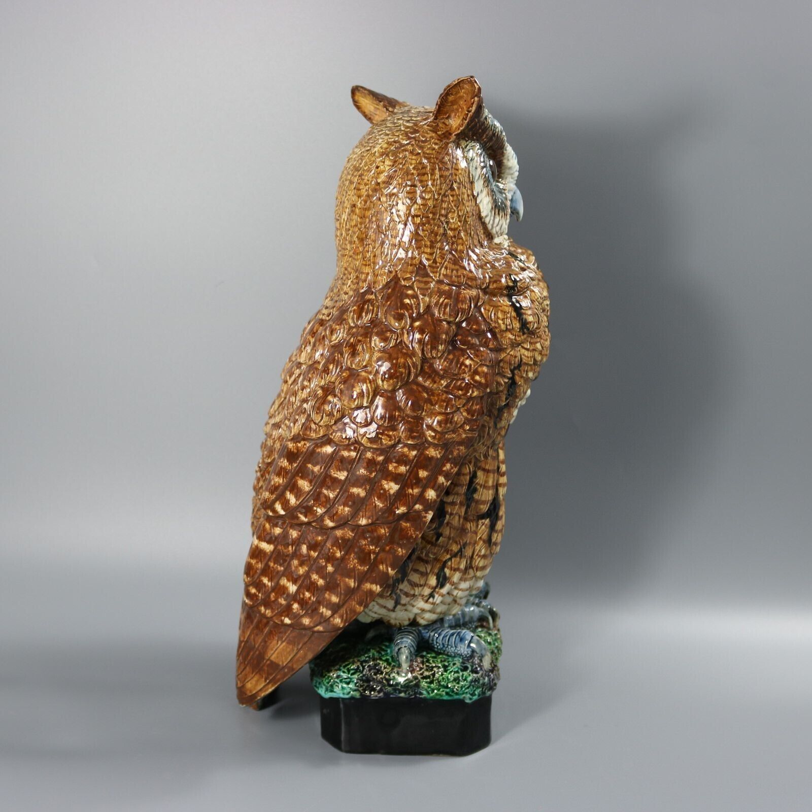 Rare Hugo Lonitz Majolica Eagle Owl Figure photo vinterior