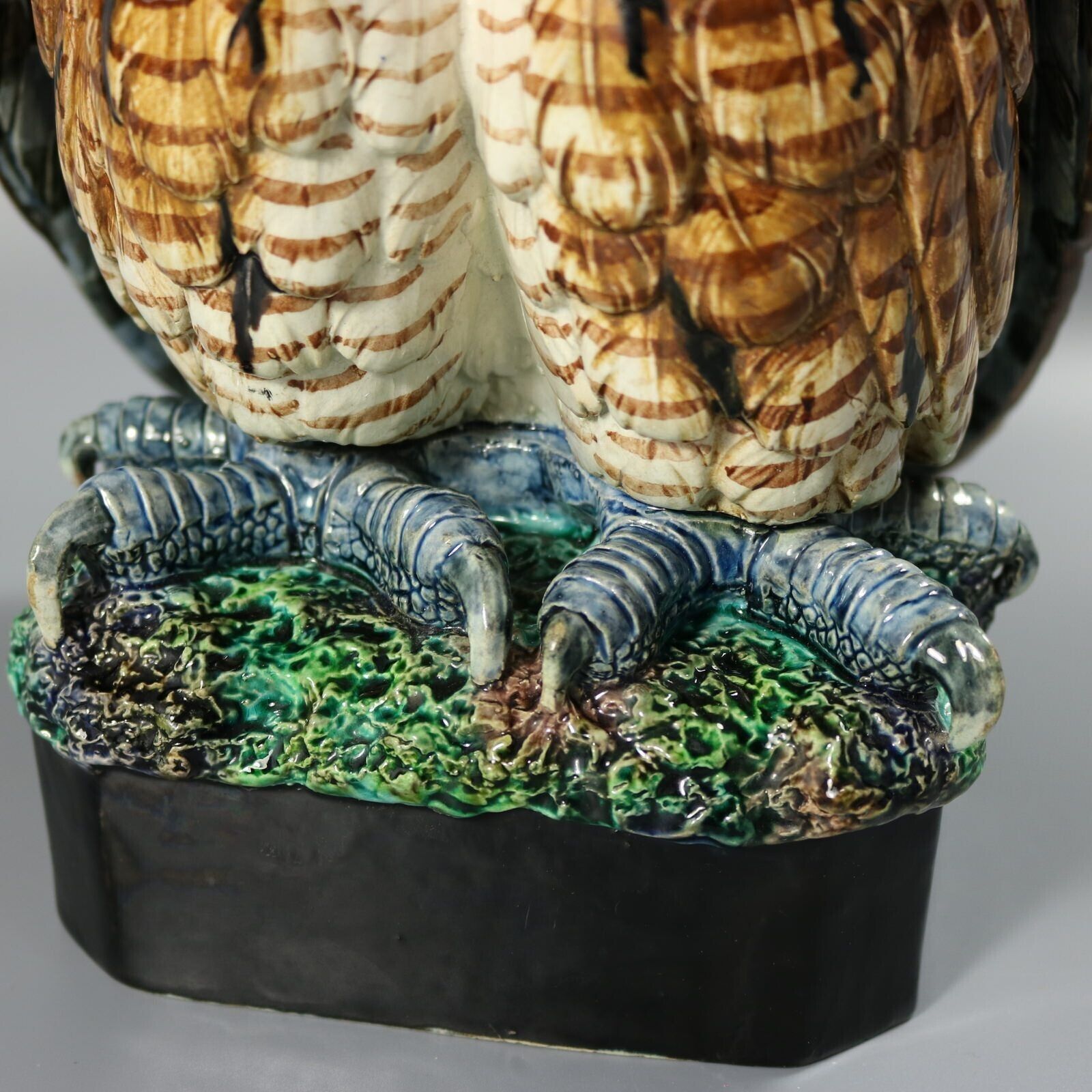 photo vinterior Rare Hugo Lonitz Majolica Eagle Owl Figure