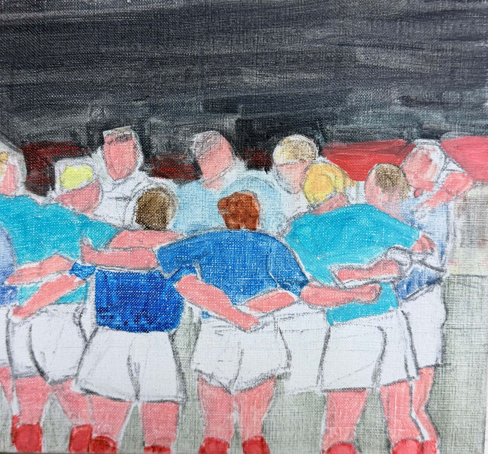 Joueurs de rugby en mêlée, peinture moderniste française, XXe siècle, huile sur toile photo furniture