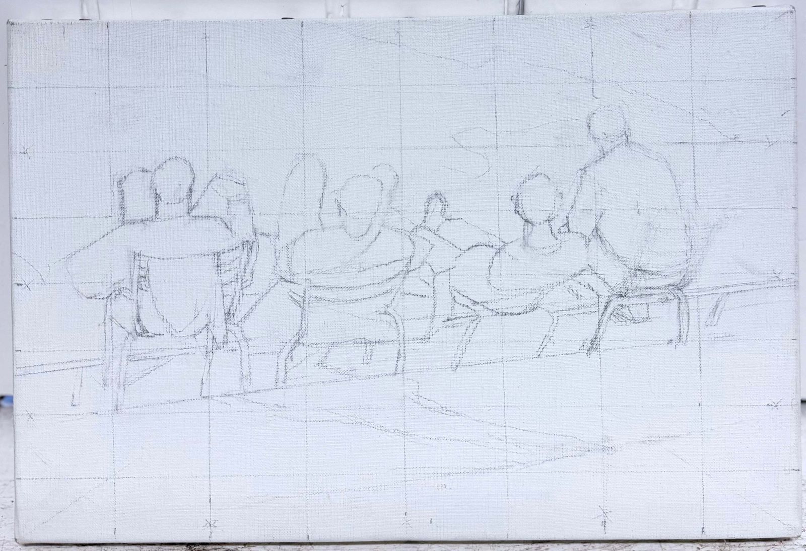 Figures Seated Together In A Parisian Park French Modernist 20th Century Drawing photo for sale