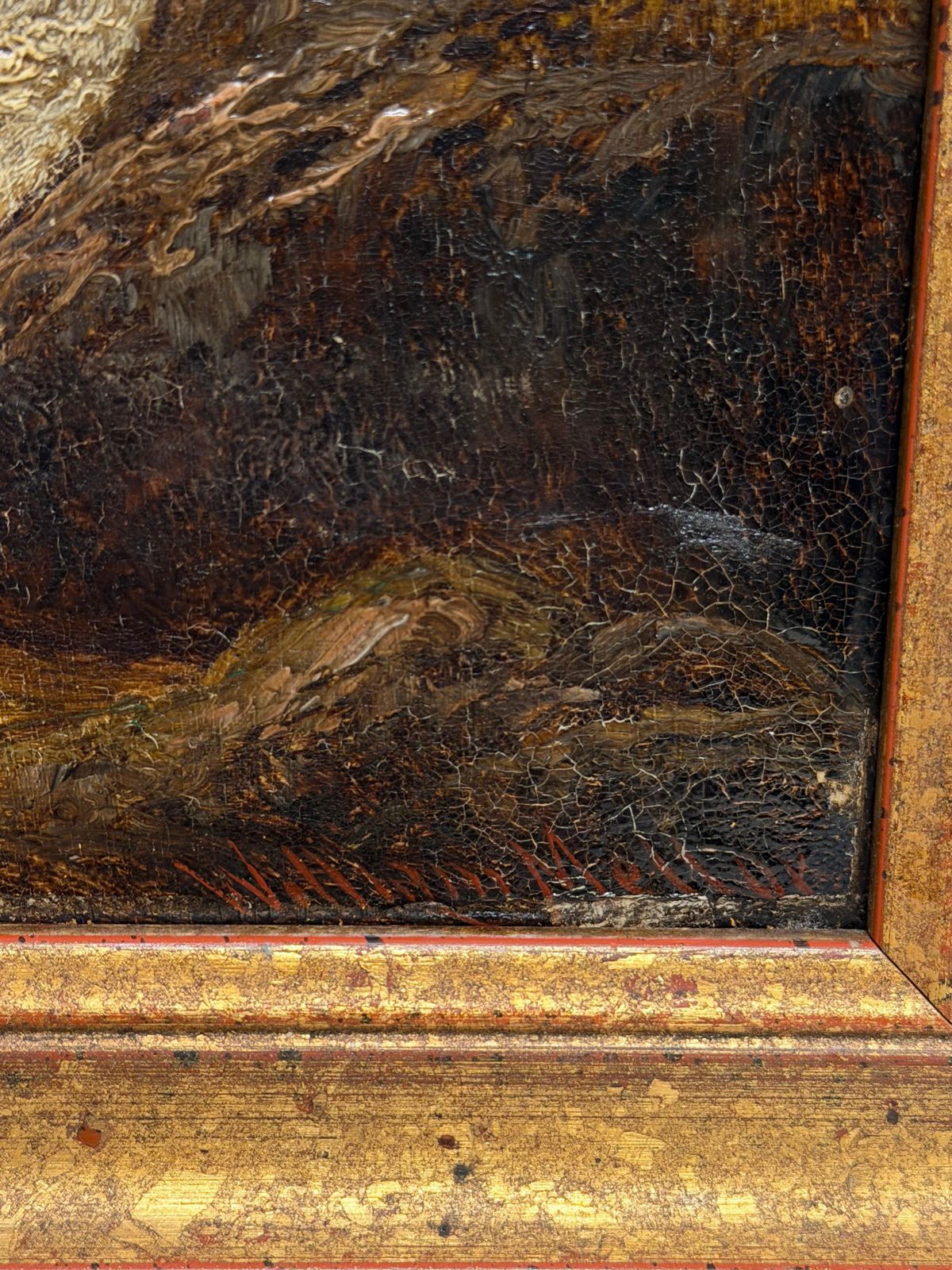 Peinture à l'huile britannique d'époque, paysage de montagne des Highlands avec cascade photo Art