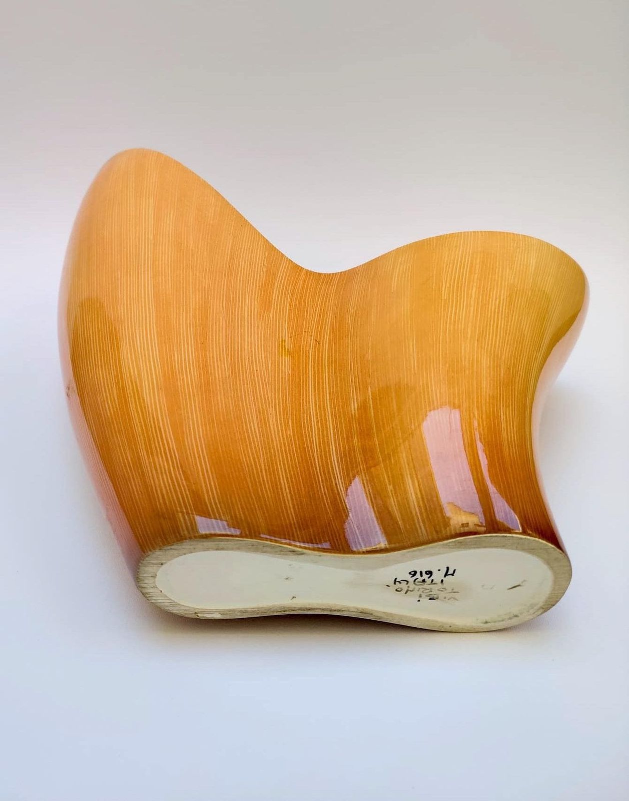 Vibi Torino Keramische Vaas, Imitatie Lenci, Roze en Wit, Vintage Italiaans Mid-Century Design. photo 215.0