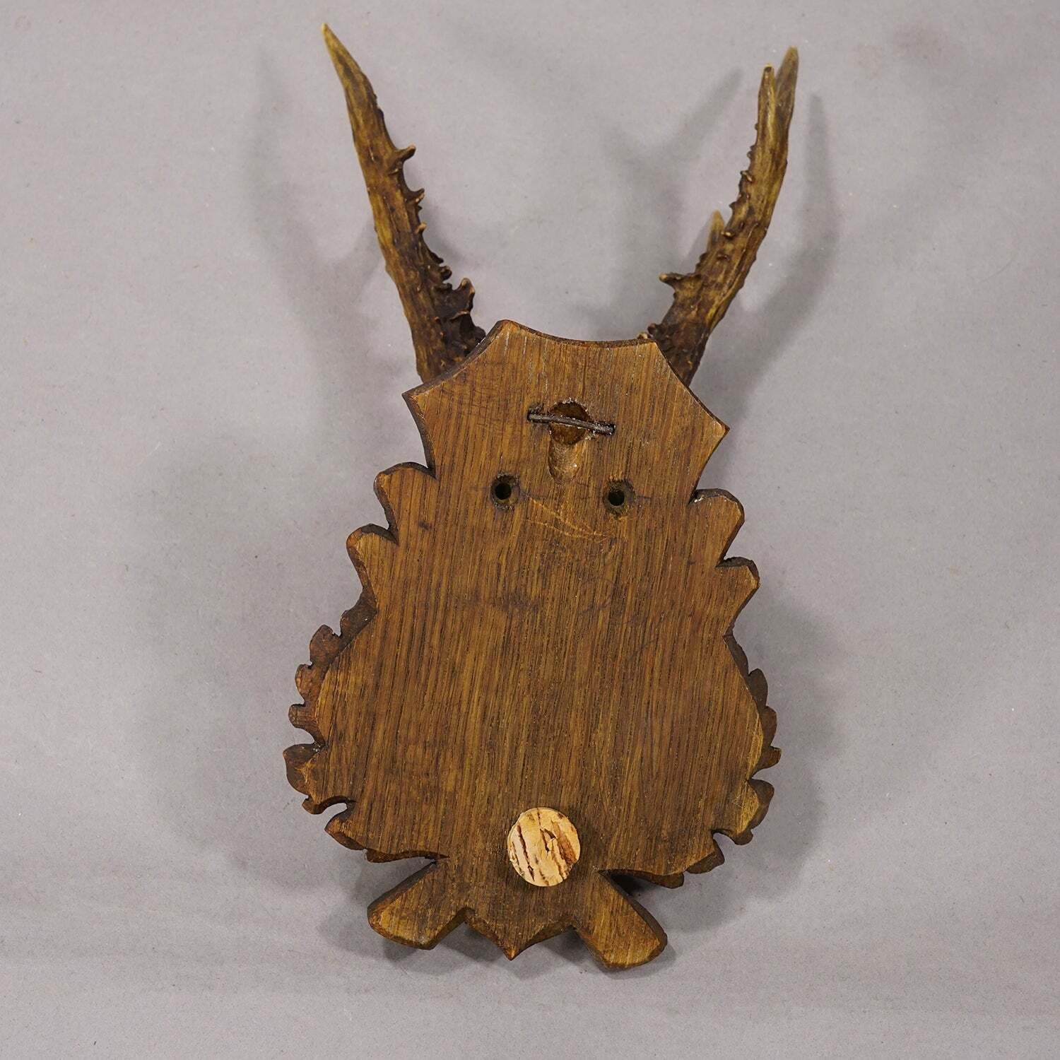 Black Forest Red Deer Trophy On Carved Plaque, Germany 1930s photo Home Decor