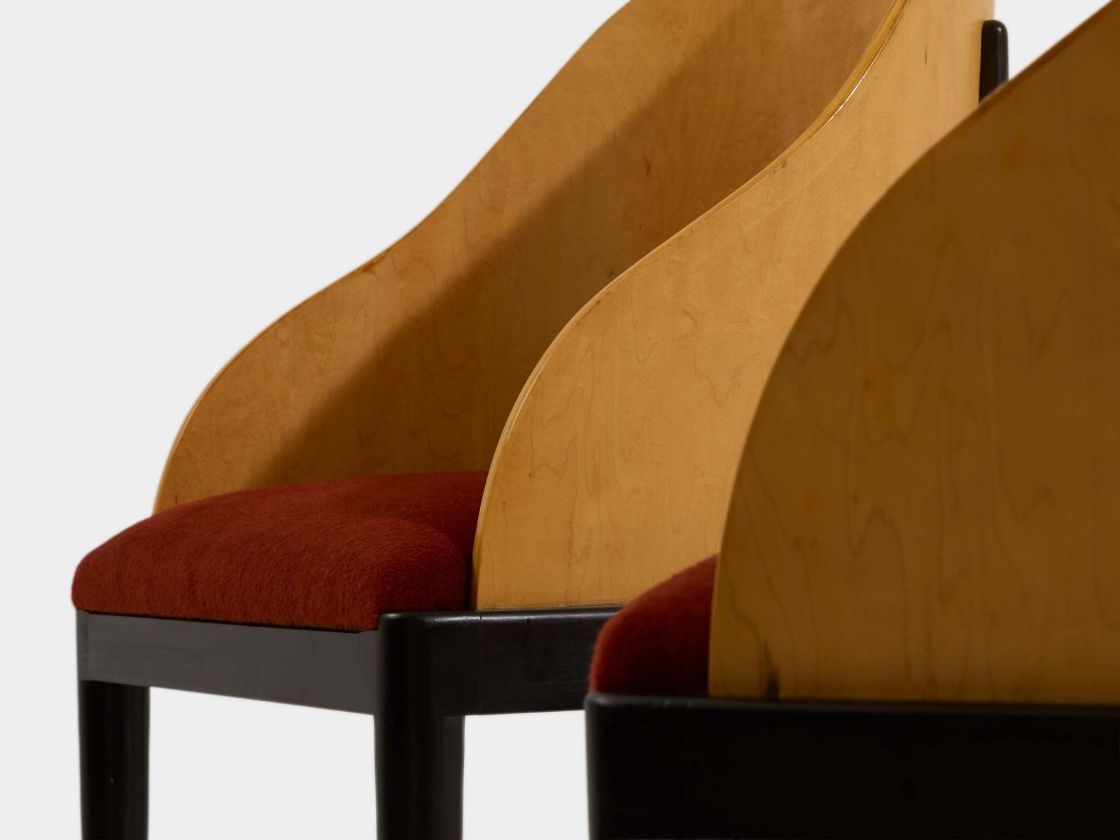 photo for sale Chaises Concerto Garouste & Bonetti en sycomore, bronze et velours d'alpaga, 1990