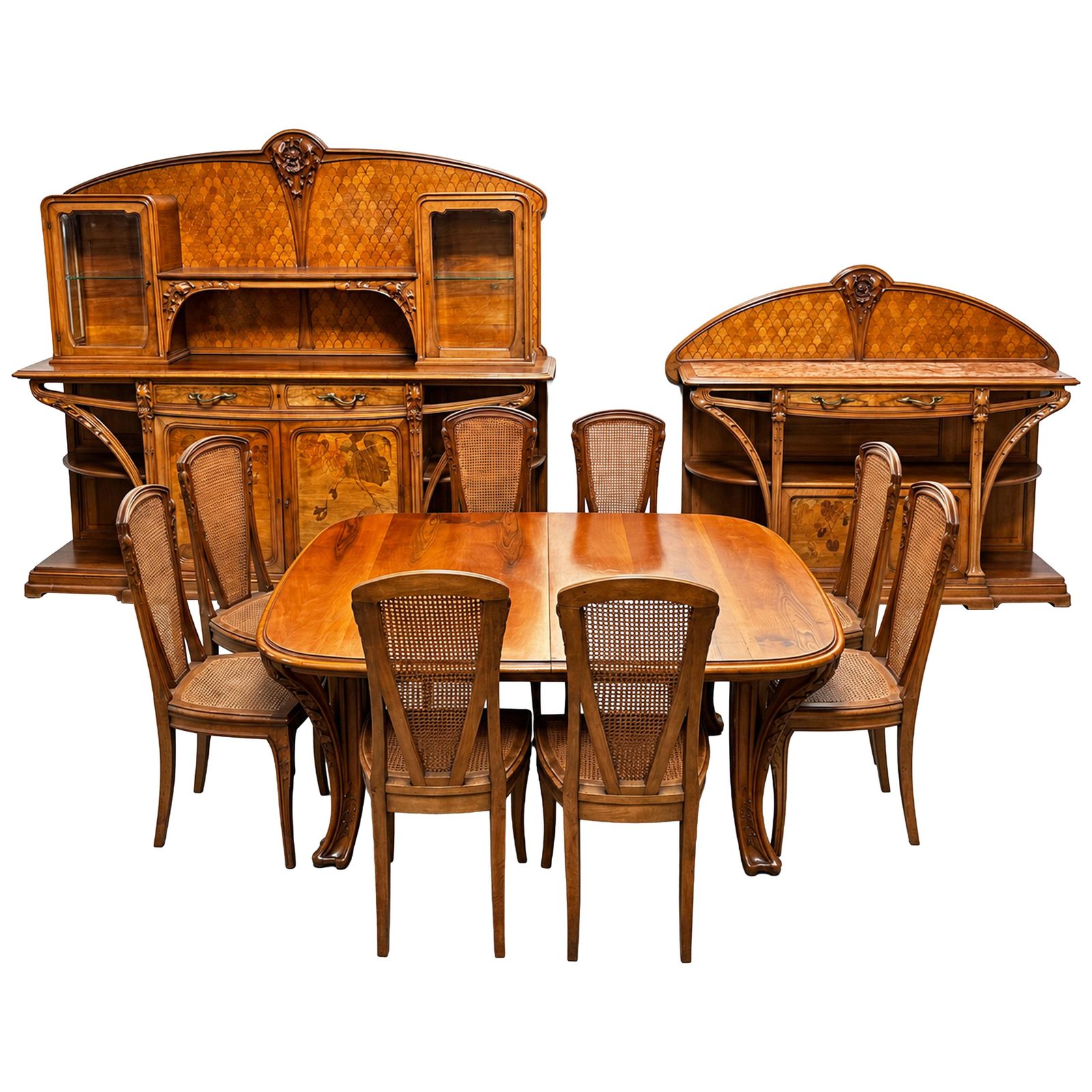 Louis Majorelle “Chicorée” Complete Art Nouveau Dining Room Set, France, 1900