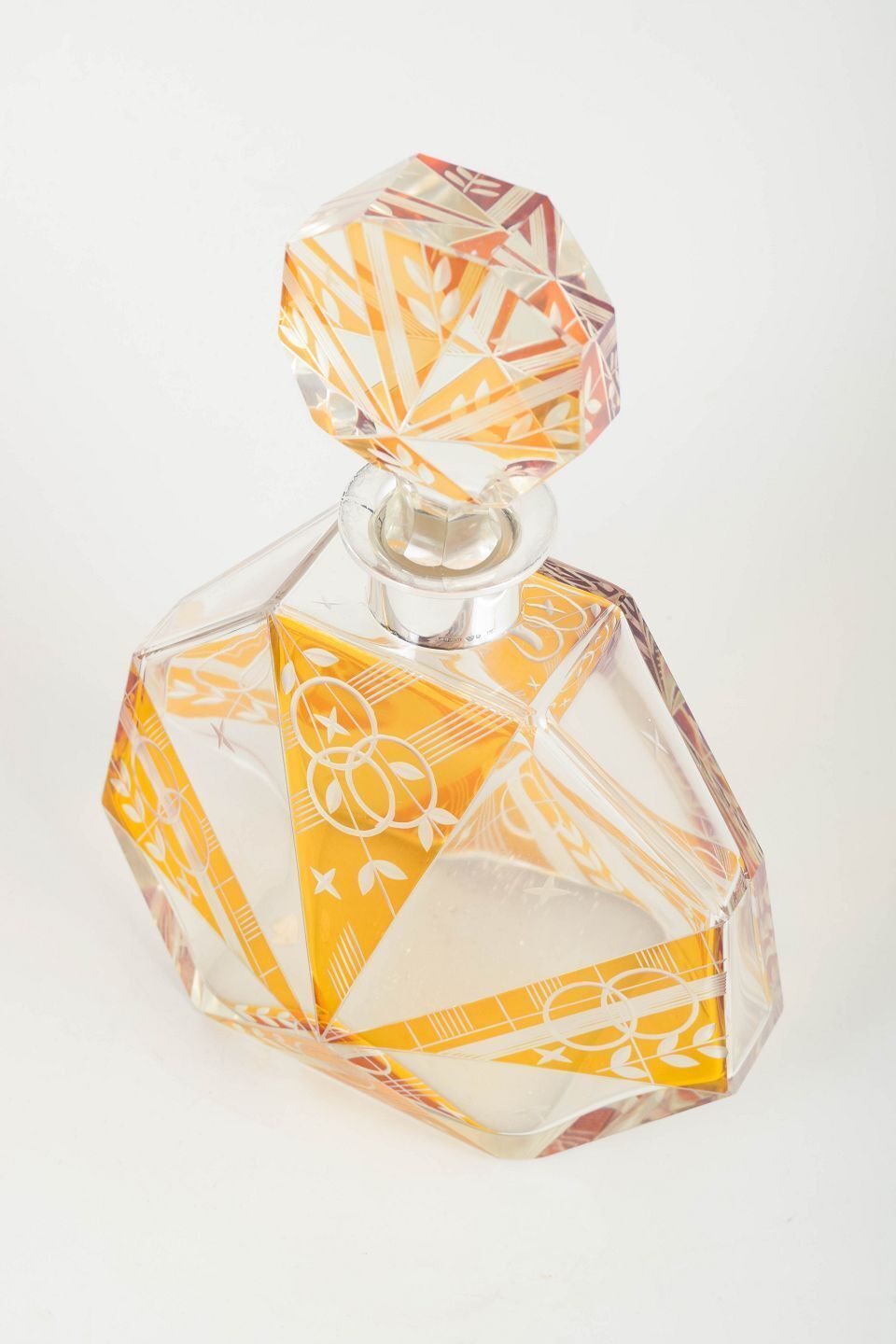 Carafe Art déco en cristal taillé à facettes, monture en argent, Suède, années 1920-1930 photo Décoration