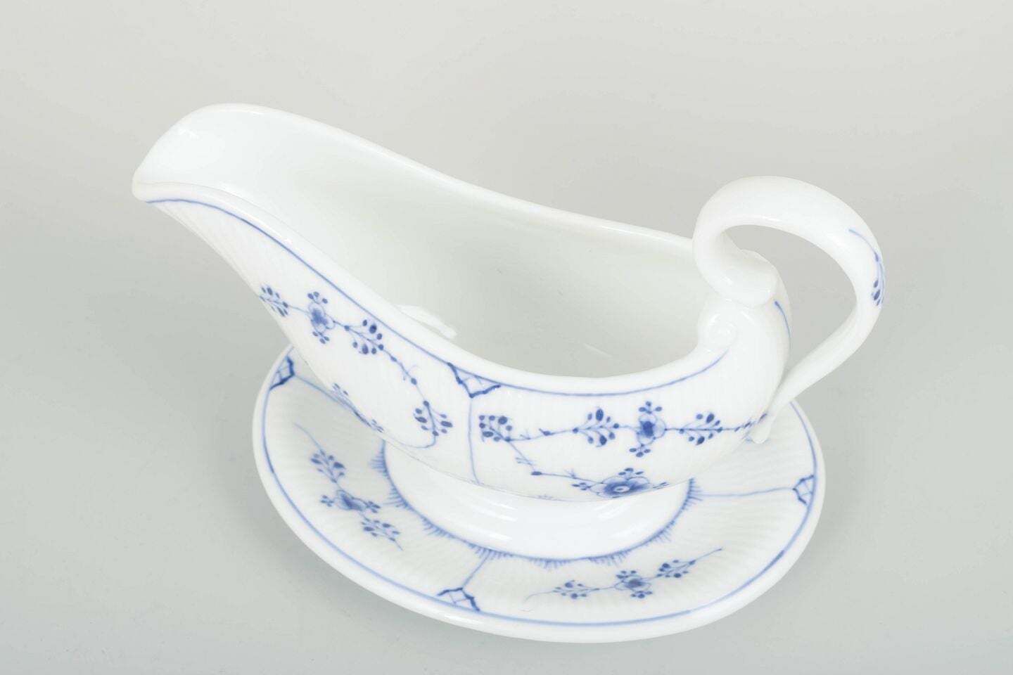 Royal Copenhagen, Blue Fluted Plain. Rare Porcelain Sauce Boat, Early 1900s. photo furniture