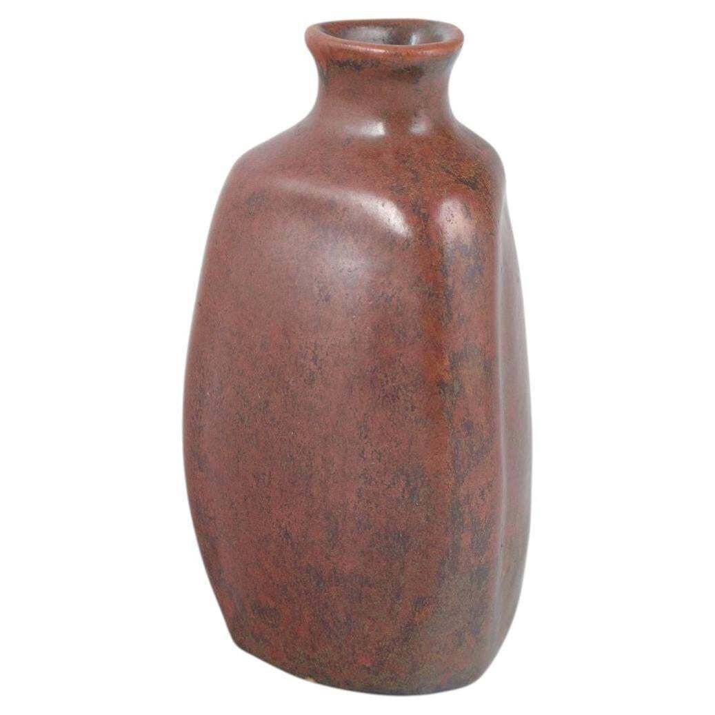 L. Hjorth. Stoneware Vase With Softly Rounded Triangular Form. Mid 20th C.