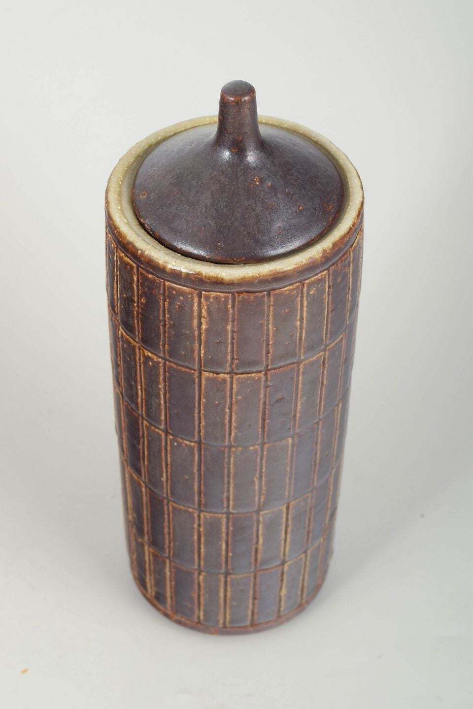 Palshus, Denmark. Large Lidded Vase With Geometric Relief Pattern, 1970s. photo furniture