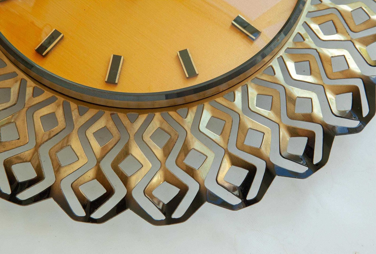 Mid Century Anker Germany Wall Clock Modernism Danish Brass Space Age Atomic Starburst Junghans photo vinterior