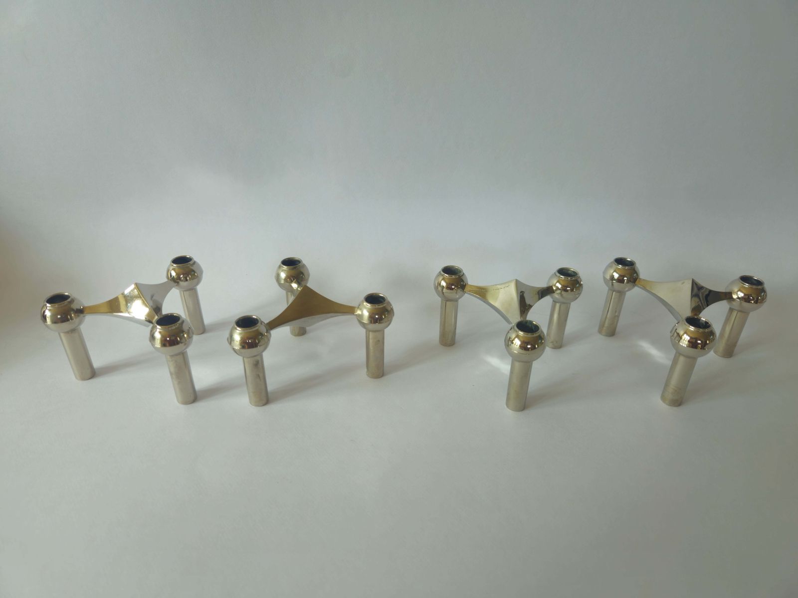 Set Of Four Sculptural, Stackable Candle Holders Stoffi & Nagel For Bmf Nagel photo vintage
