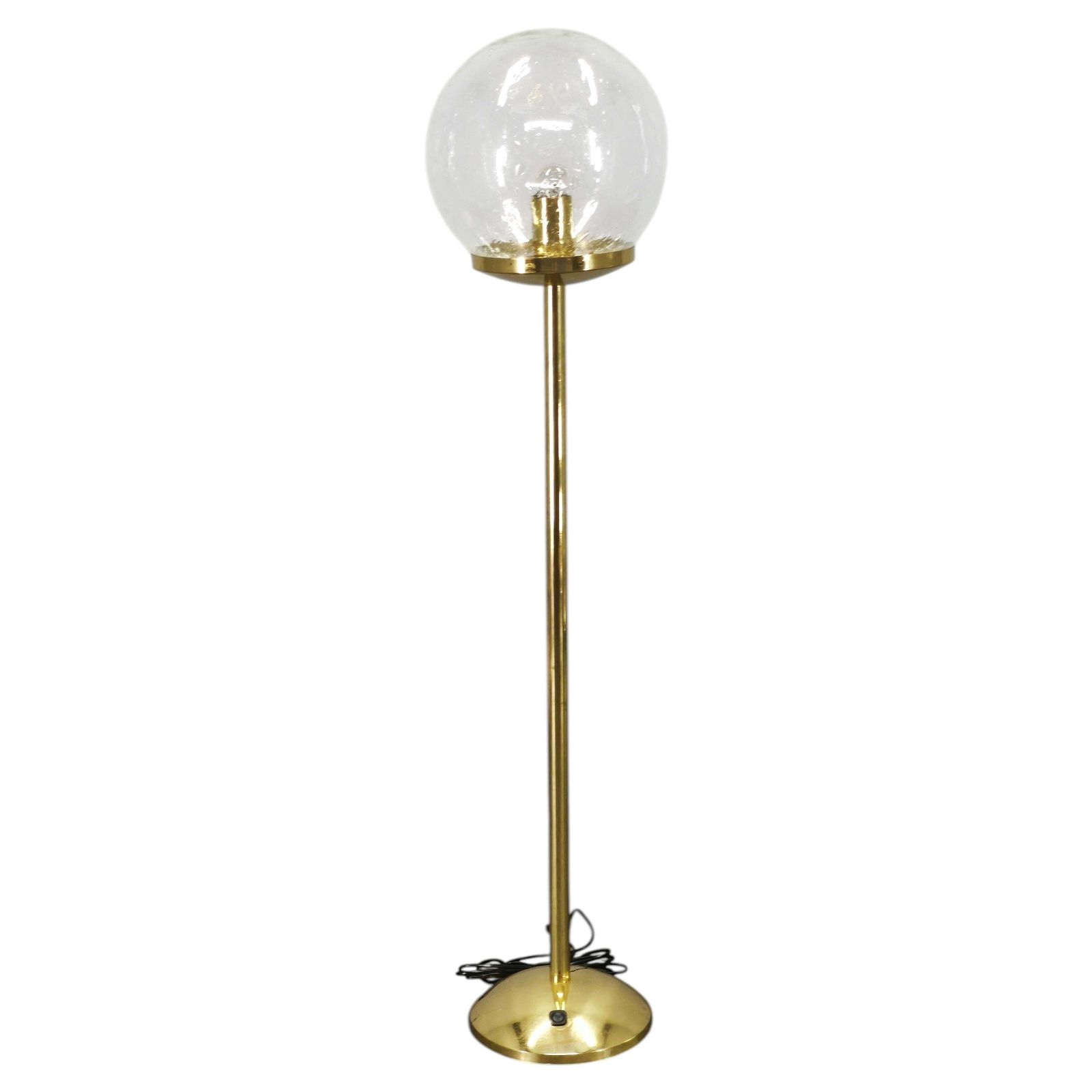 1970s Kamenicky Senov Bubble Glass And Brass Floor Lamp
