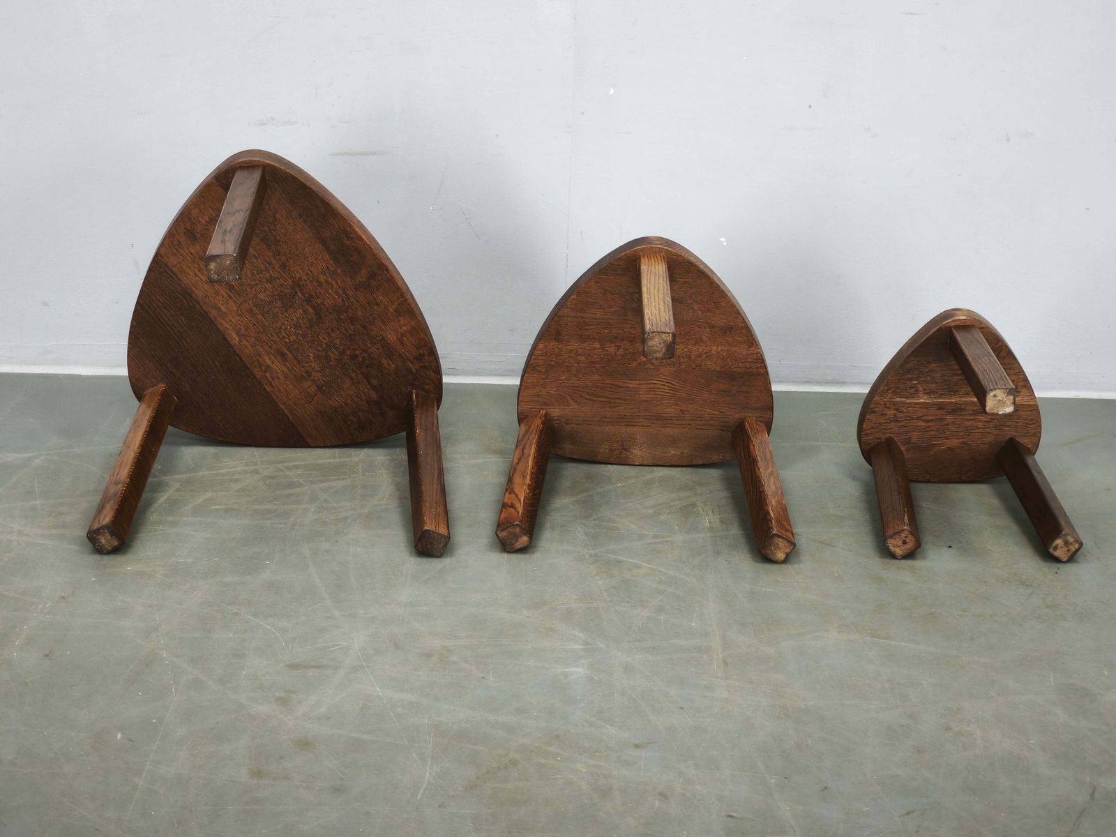 1960s Czechoslovak Mid Century Solid Oak Nesting Tables, Set Of Three photo furniture