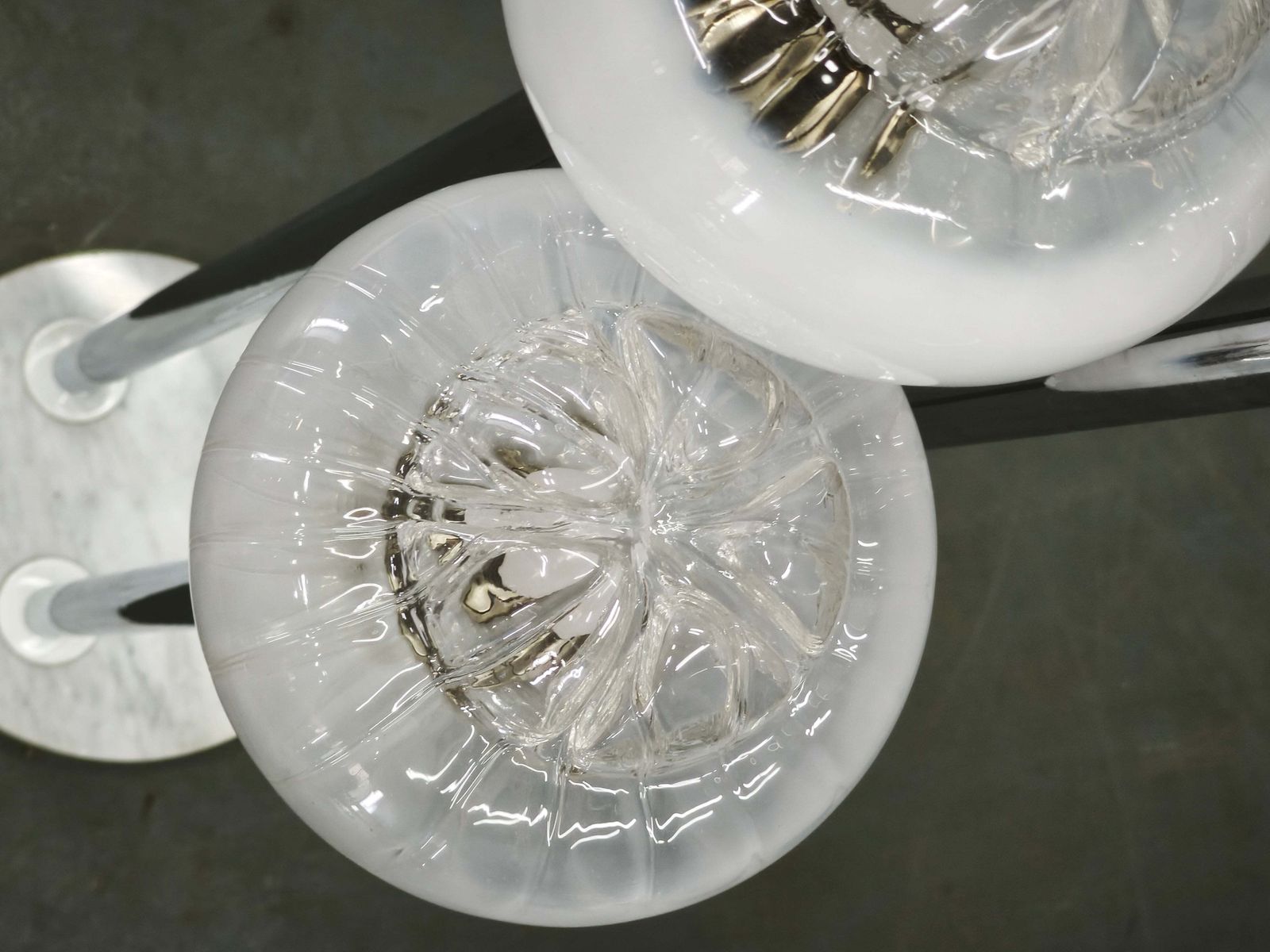 photo furniture 1970s Italian Murano Glass, Chrome And Marble Three Light Floor Lamp