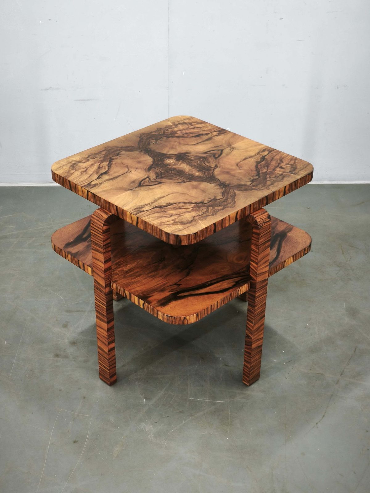 995.0 1930s Art Deco Walnut Two Tier Coffee Table, Czechoslovakia photo