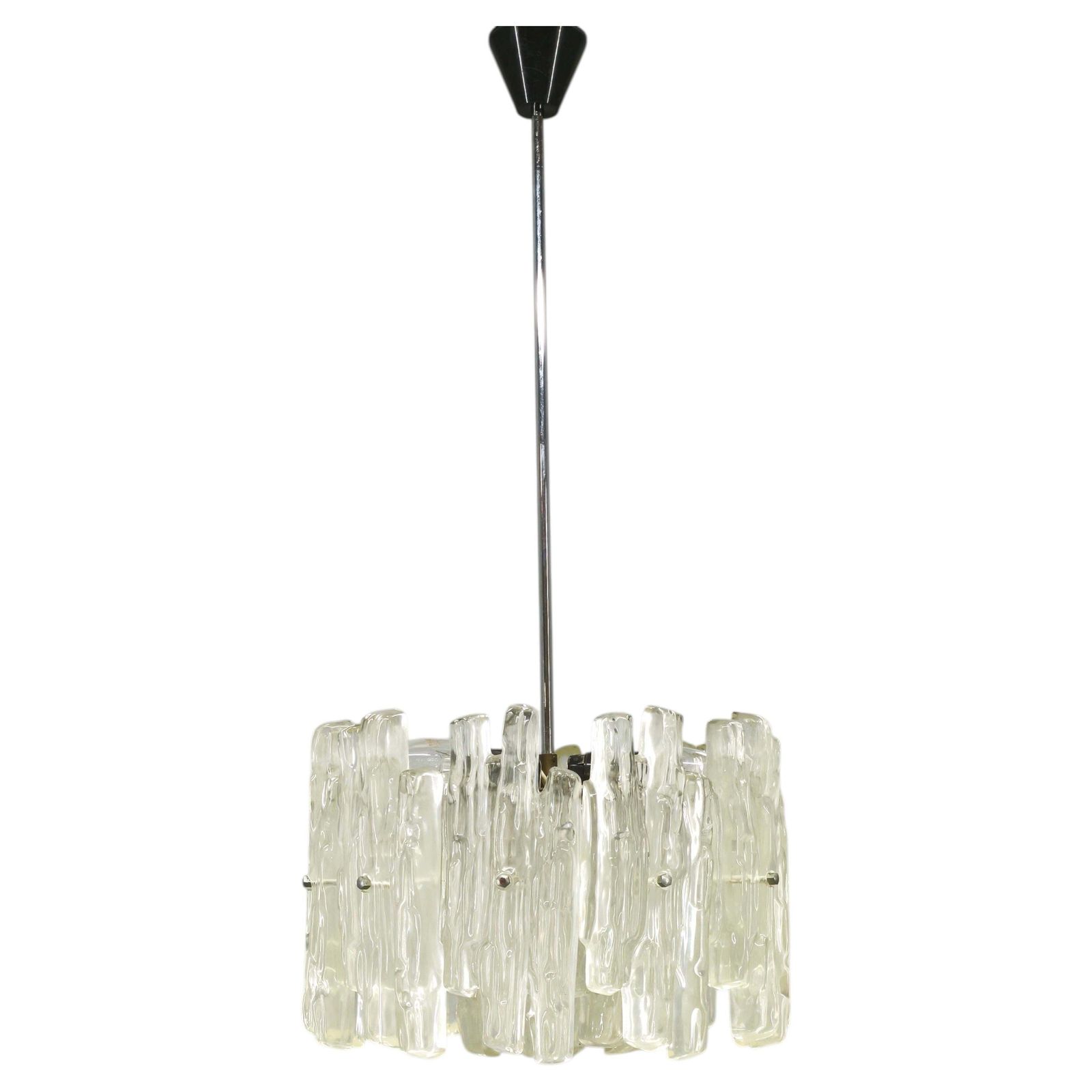1960s Austrian Textured Glass Pendant Light Attributed To J.T. Kalmar