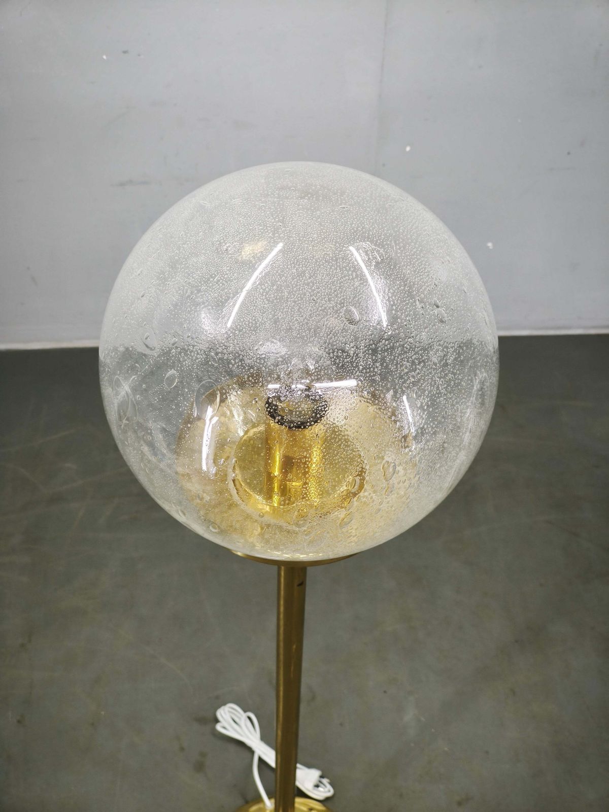 Space Age Bubble Glass And Brass Floor Lamp, Czechoslovakia, 1970s photo Lighting