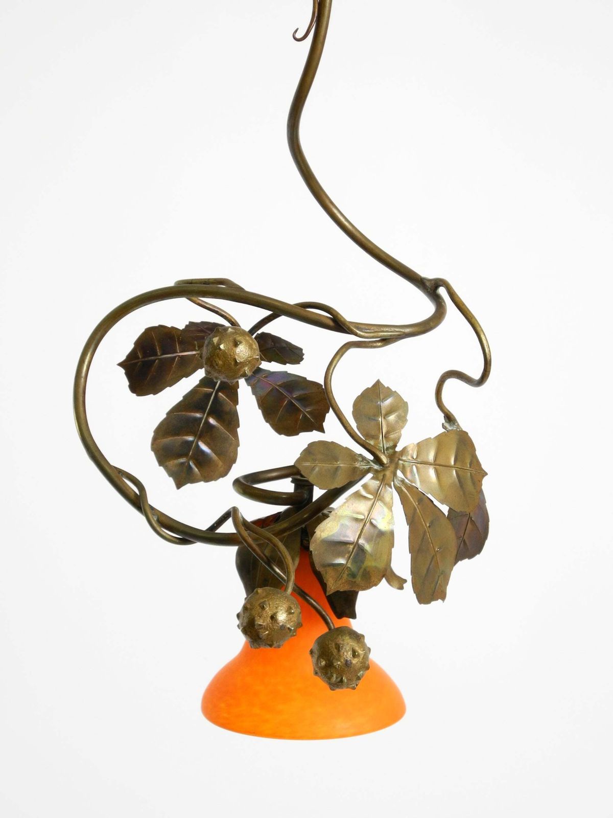 Floral Bronze And Glass Ceiling Lamp From The 1930s, Signed By Daum Nancy France photo 1967.0
