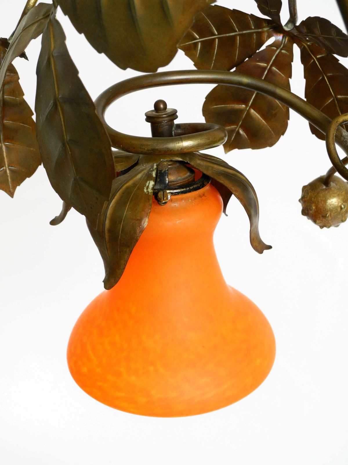 photo buy Floral Bronze And Glass Ceiling Lamp From The 1930s, Signed By Daum Nancy France