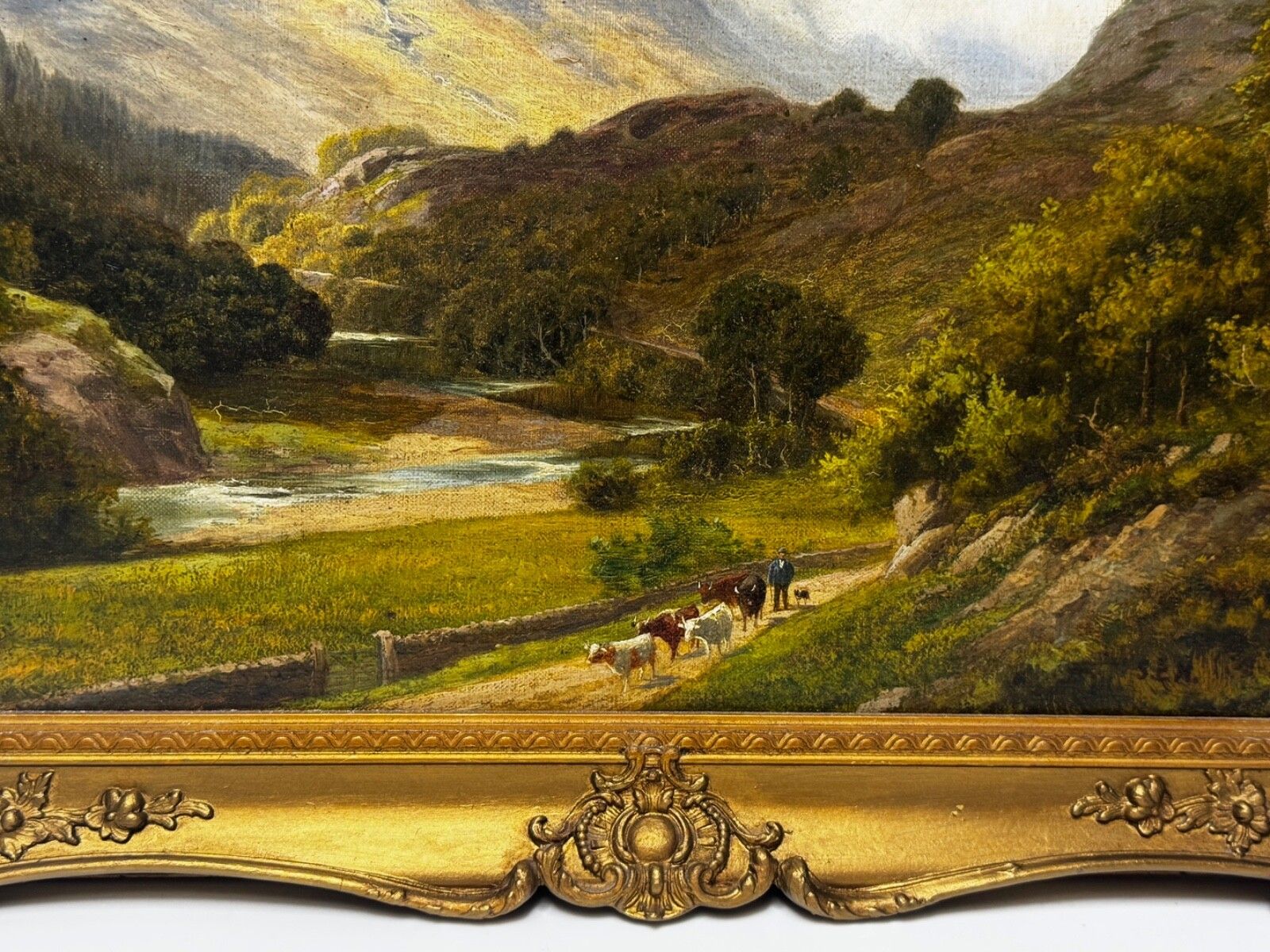 Gesigneerd Stephen Enoch Hogley (1842 1927) Borrowdale, Cumberland Glaramara Fell Olieverf Landschap Ca. 1880 photo buy