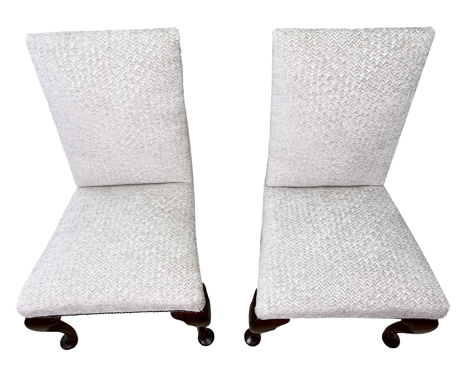 Zeldzaam paar vroeg-18e-eeuwse Georgian stoelen in walnoot met bekleding (Engeland, ca. 1720) photo buy