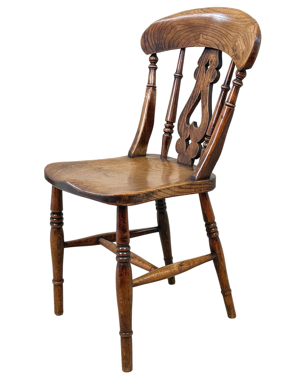Set van 6 Windsor eetkamerstoelen, boerderij/keuken, midden 19e eeuw (Engeland, ca. 1860) photo vintage