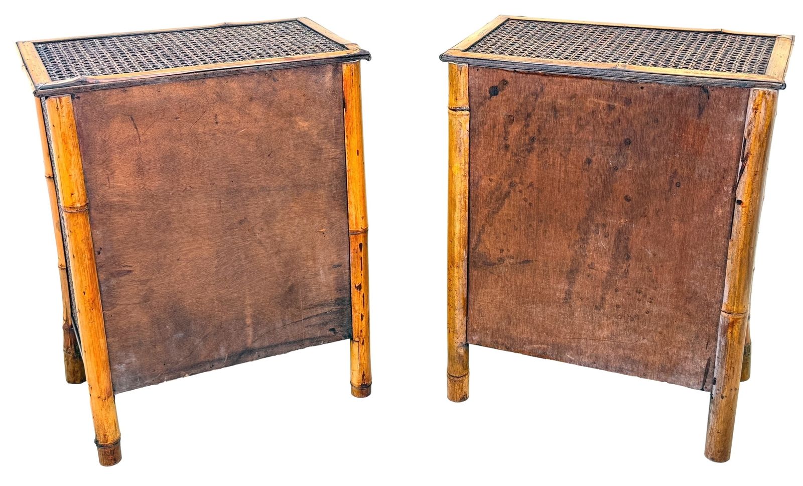 photo furniture Zeldzaam paar miniatuur bamboe kastjes voor op tafel, Aesthetic Movement, ca. 1880 (laat 19e eeuw)