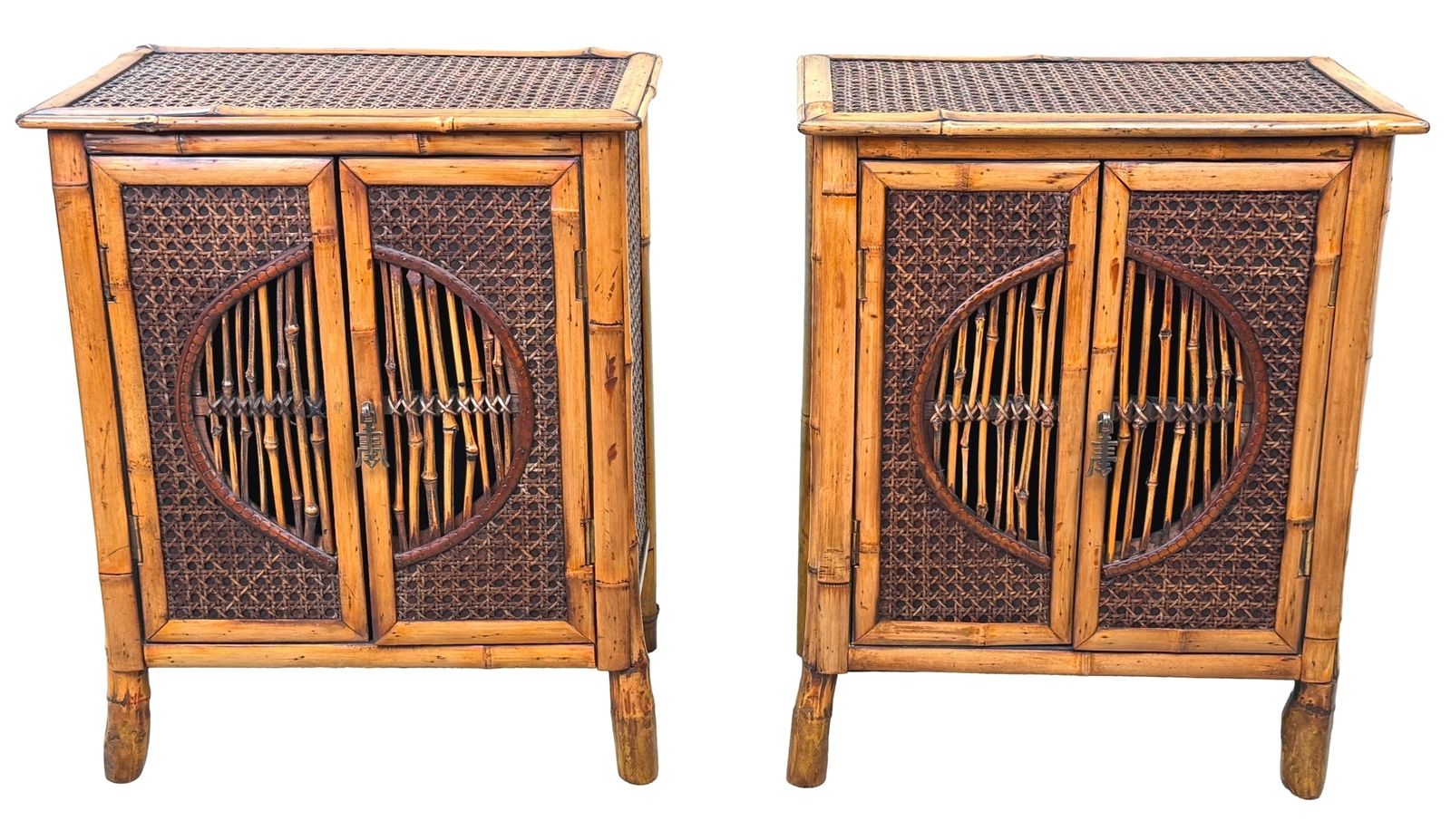 photo for sale Zeldzaam paar miniatuur bamboe kastjes voor op tafel, Aesthetic Movement, ca. 1880 (laat 19e eeuw)