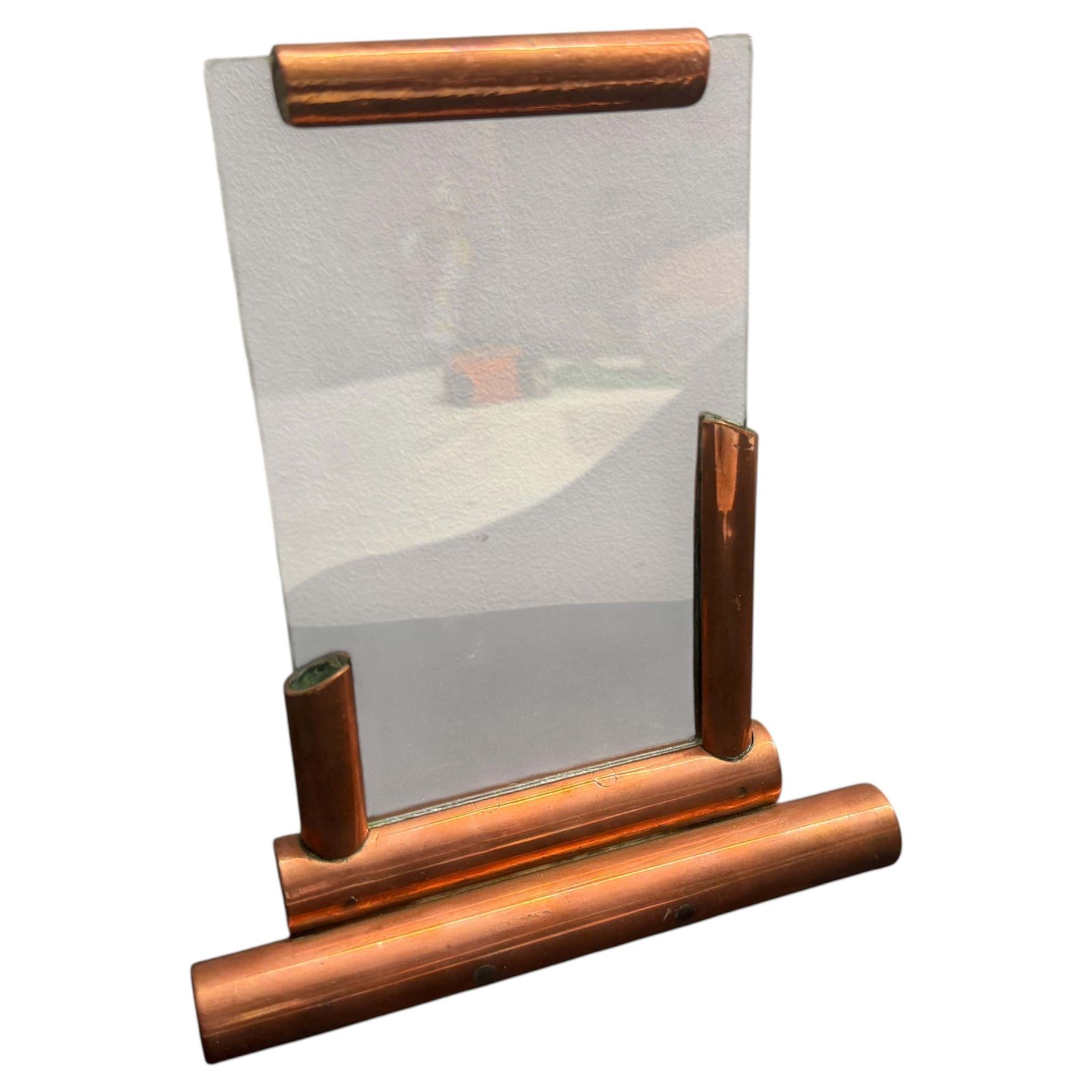 Authentic 1930s Art Deco Copper And Glass French Picture Frame