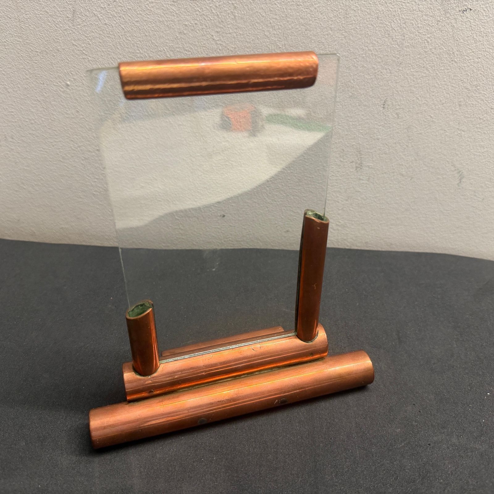 Authentic 1930s Art Deco Copper And Glass French Picture Frame photo vintage