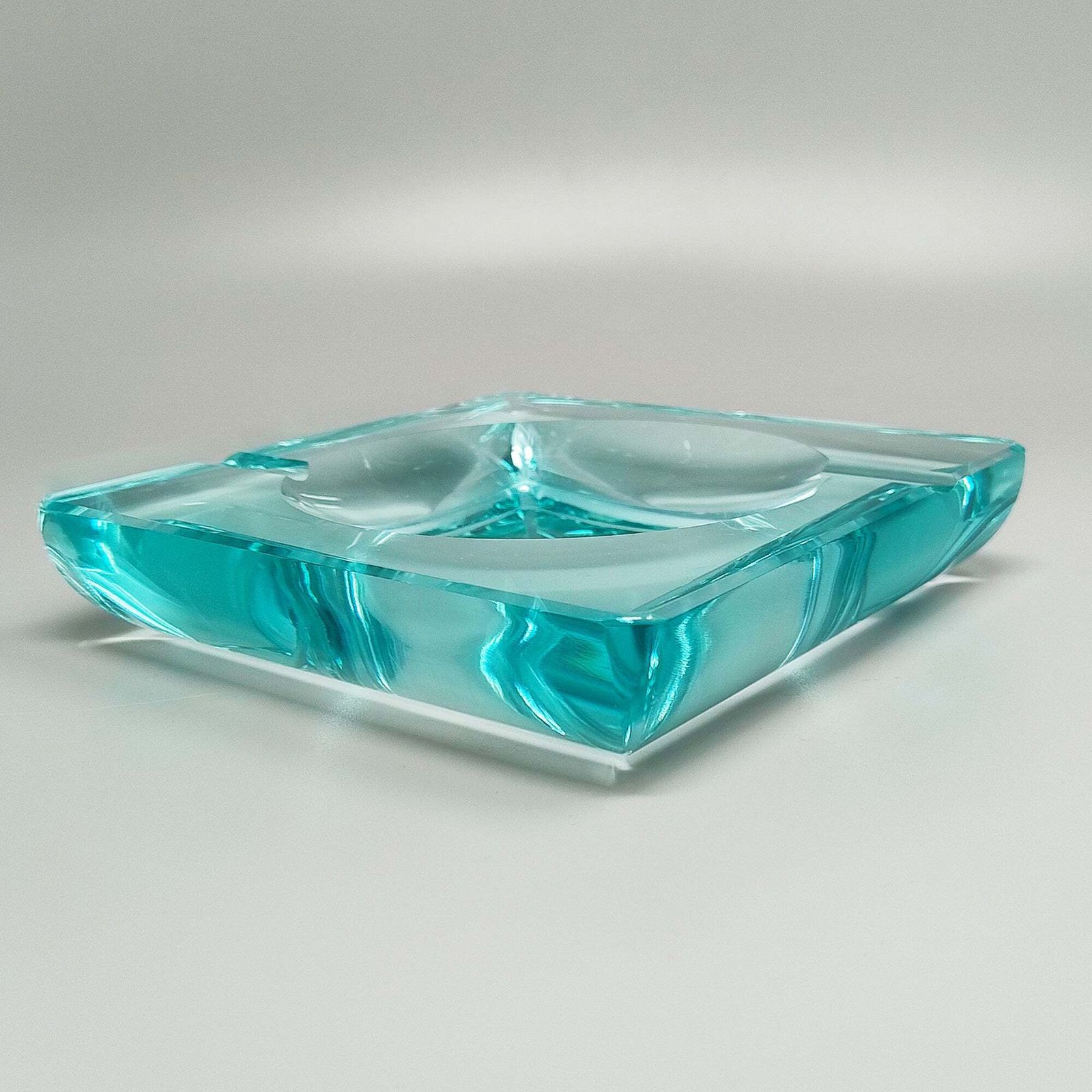 Cendrier mid-century aquamarine Fontana Arte, années 1970. Fabriqué en Italie photo Décoration