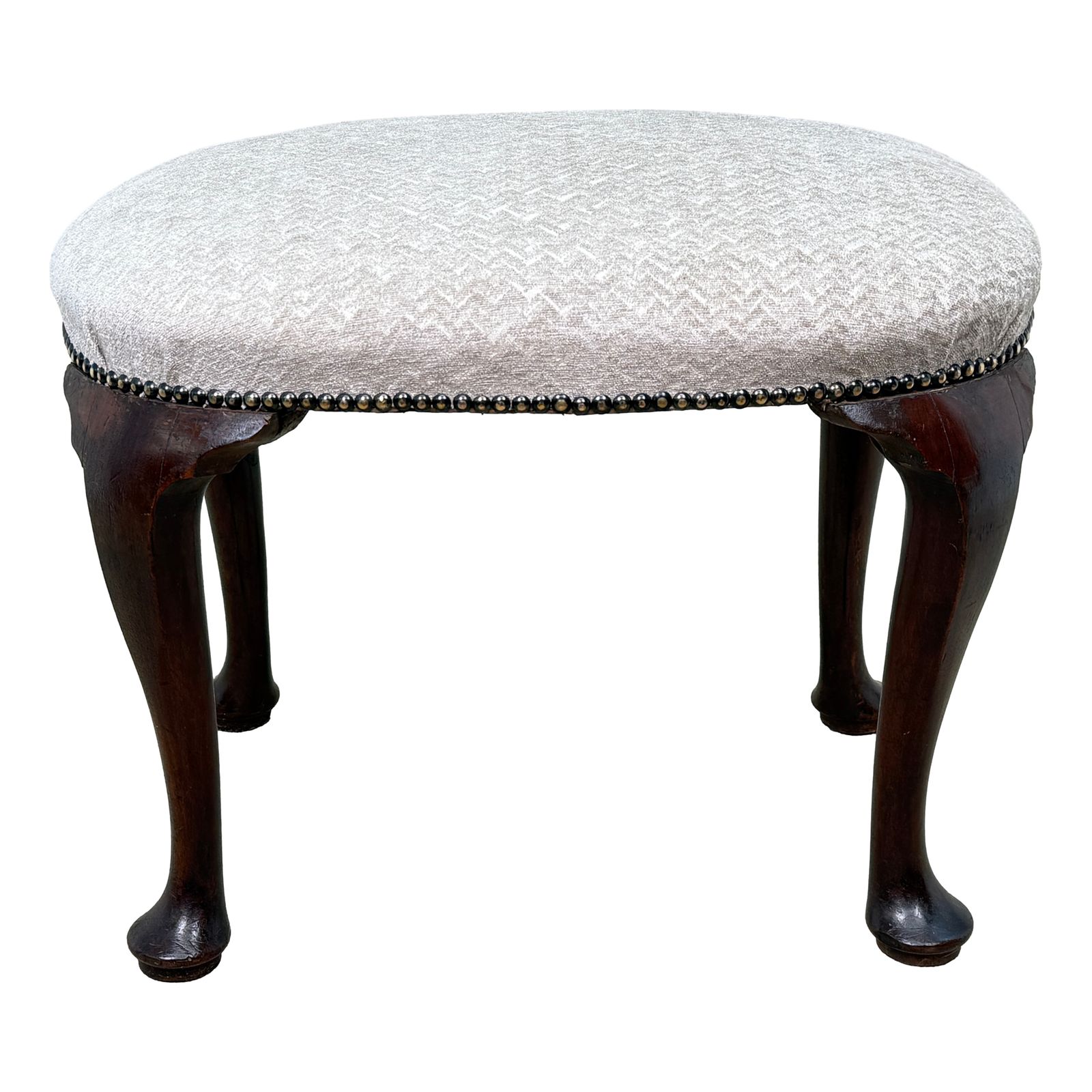 Furniture Rare Early 18th Century Walnut Oval Stool, George I Period (England, Circa 1720) photo