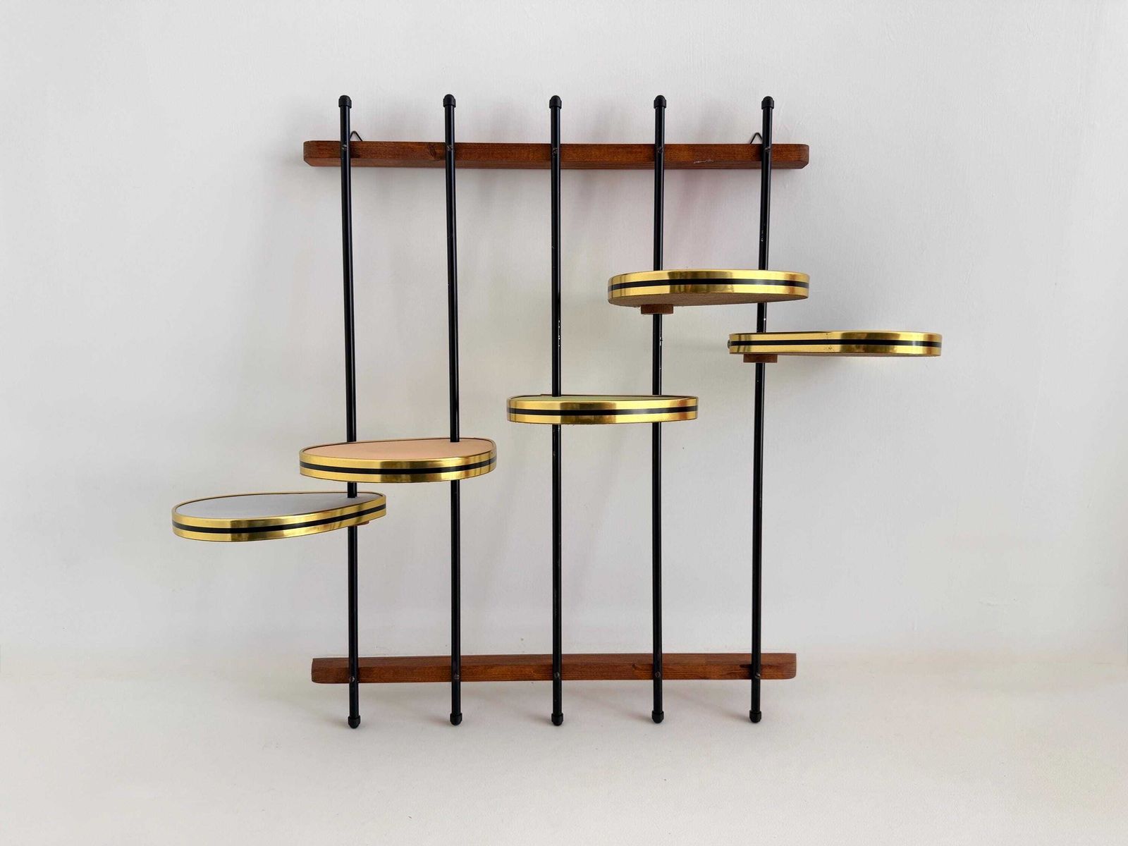 1980s Fabric Leaf Plant Shelf: Colorful Mid Century Modern Wall Rack photo furniture