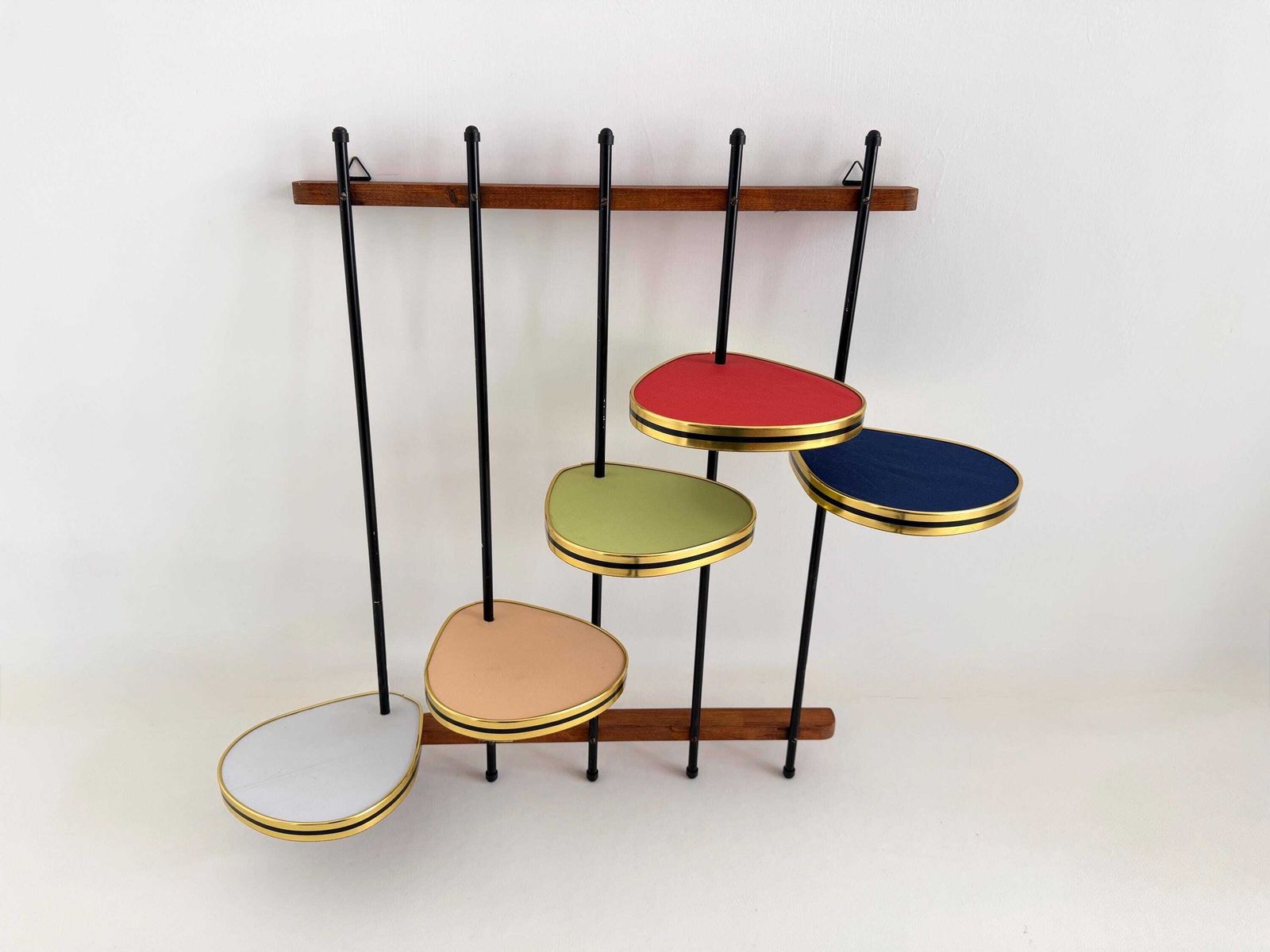1980s Fabric Leaf Plant Shelf: Colorful Mid Century Modern Wall Rack photo for sale