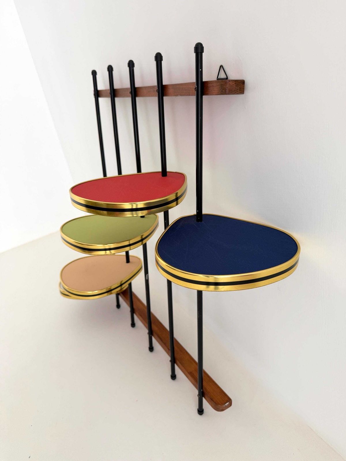 photo buy 1980s Fabric Leaf Plant Shelf: Colorful Mid Century Modern Wall Rack