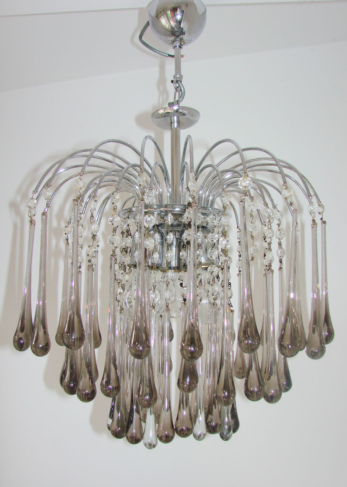 Lighting An Original Paolo Venini Murano Chandelier, Italy, 1970s. photo