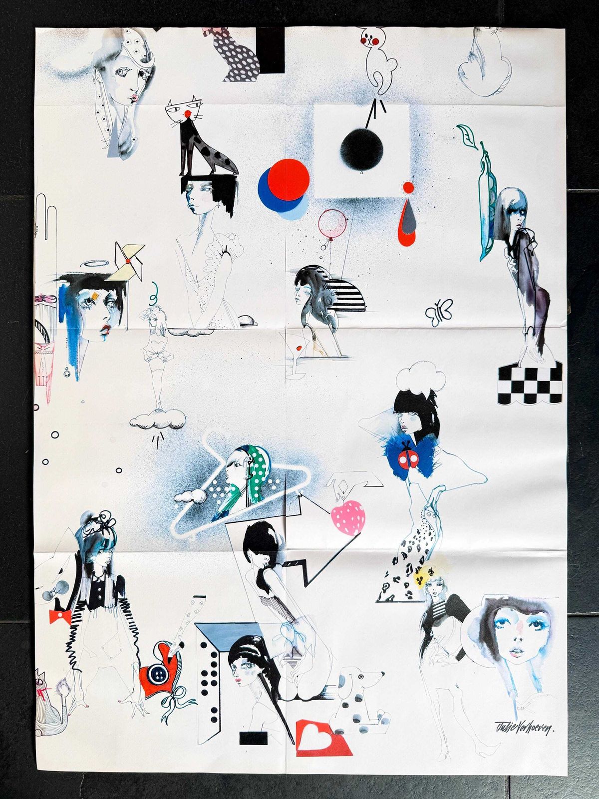 Julie Verhoeven Limited Edition Poster For Boutique By Jaeger | British Fashion Illustration. photo furniture