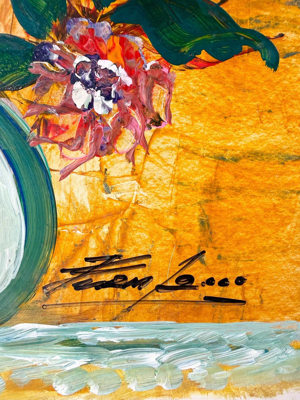 Vintage Signed Floral Still Life On Paper, 2000 | Expressionist Modern. photo for sale