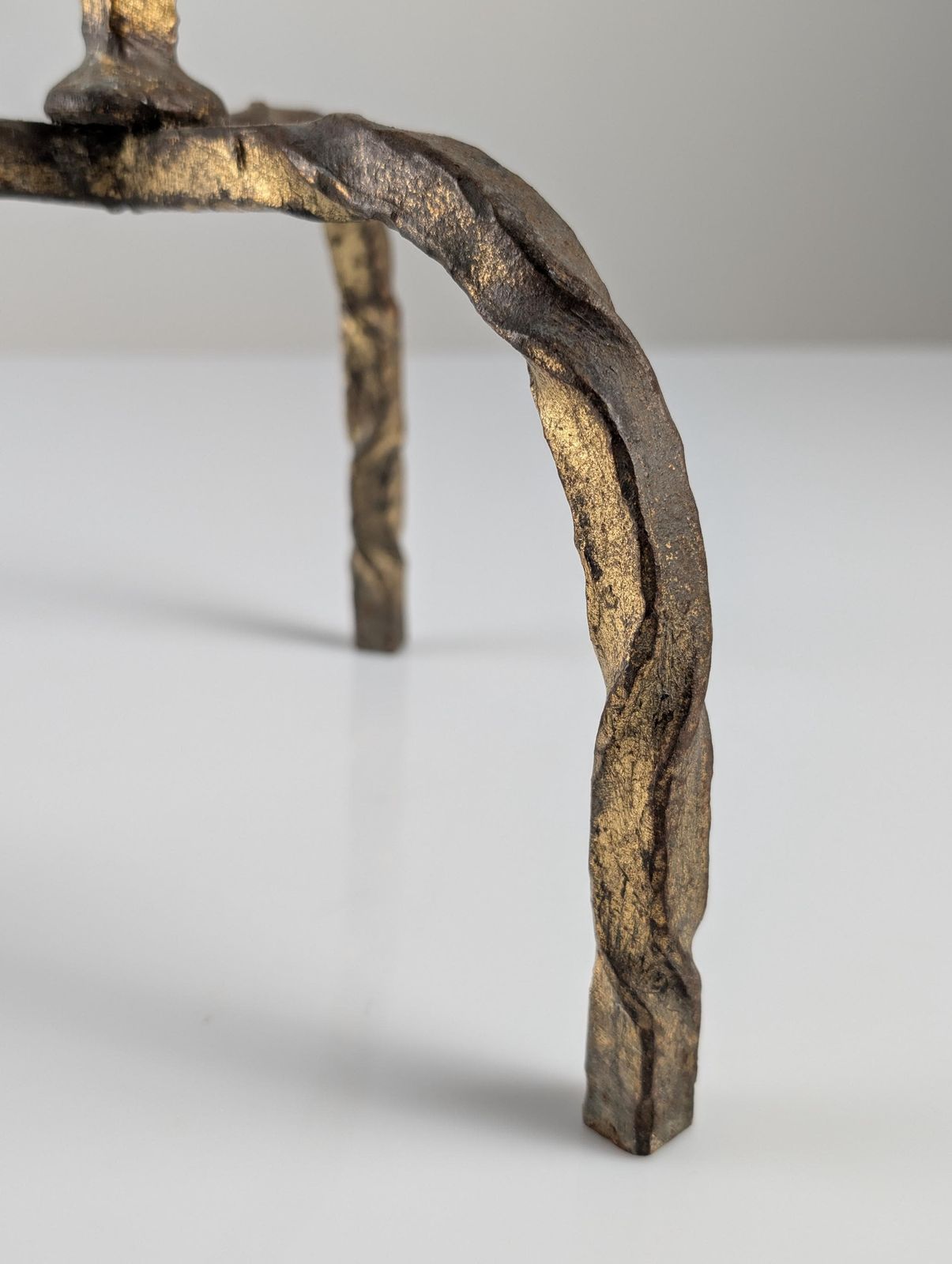 Mid Century Side Table For Drinks In Gilded Wrought Iron And Glass, Spain, 1950s photo vinterior
