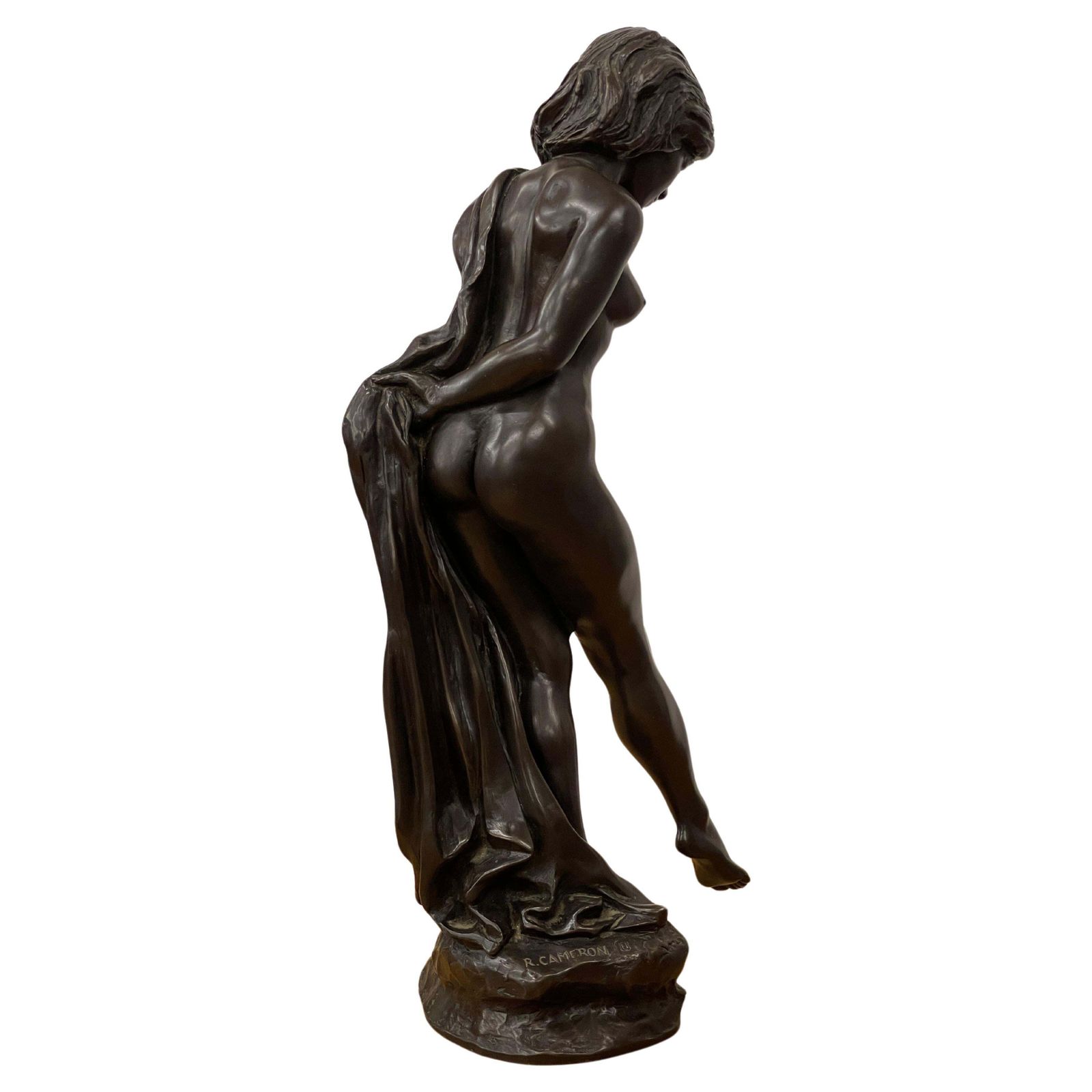 Art Nouveau Bronze Nude Female Sculpture Home Décor Antique Standing Figure