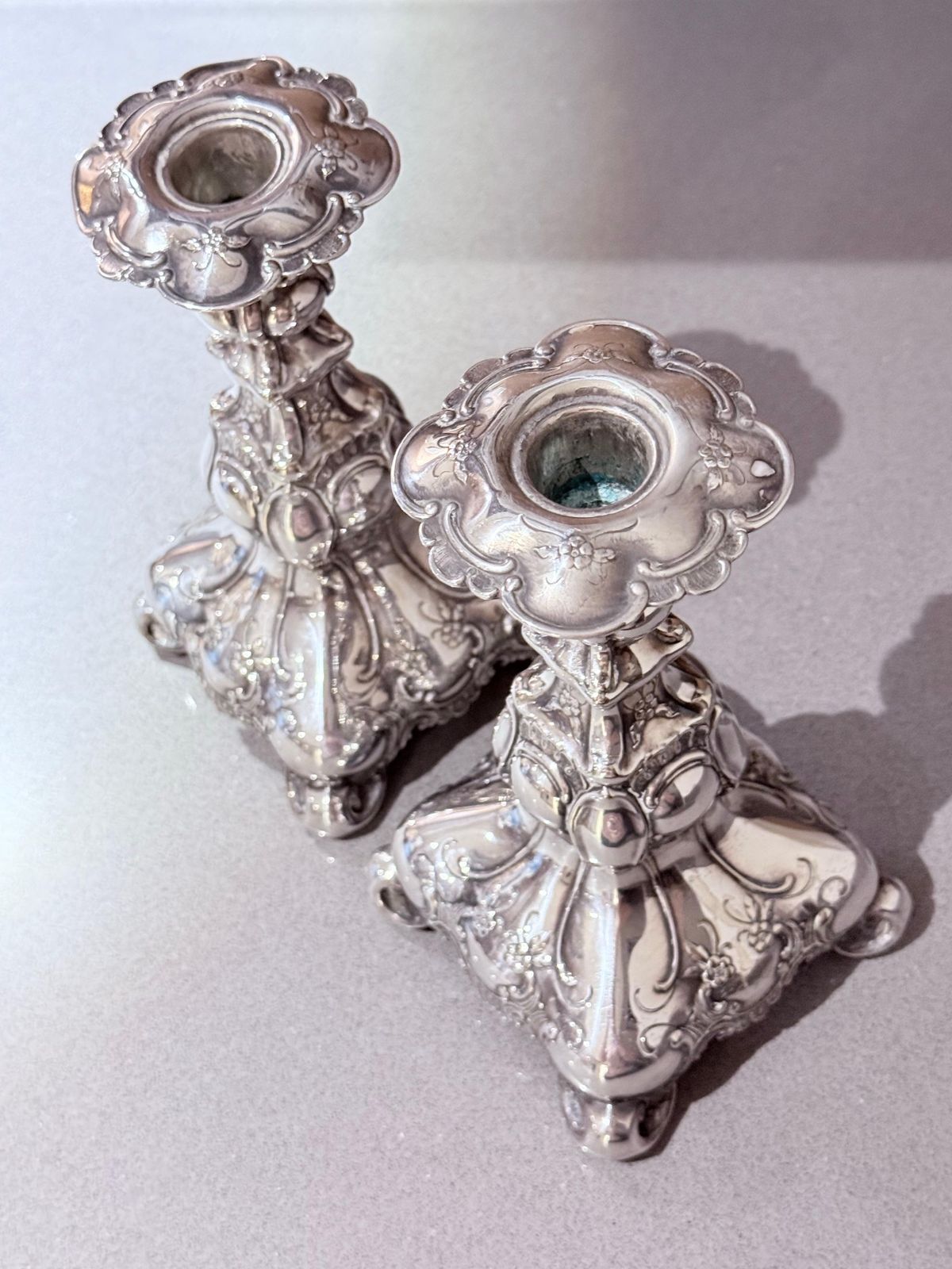 Antique Pair Of Candle Holder Silver Rococo Style Candlesticks, 1900s Home Decor photo buy