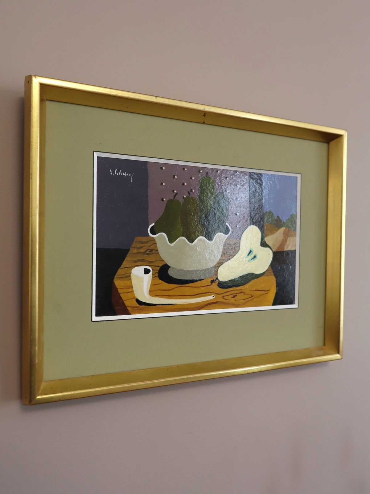 Tafelblad met peren, olieschilderij, midden 20e eeuw photo Kunst