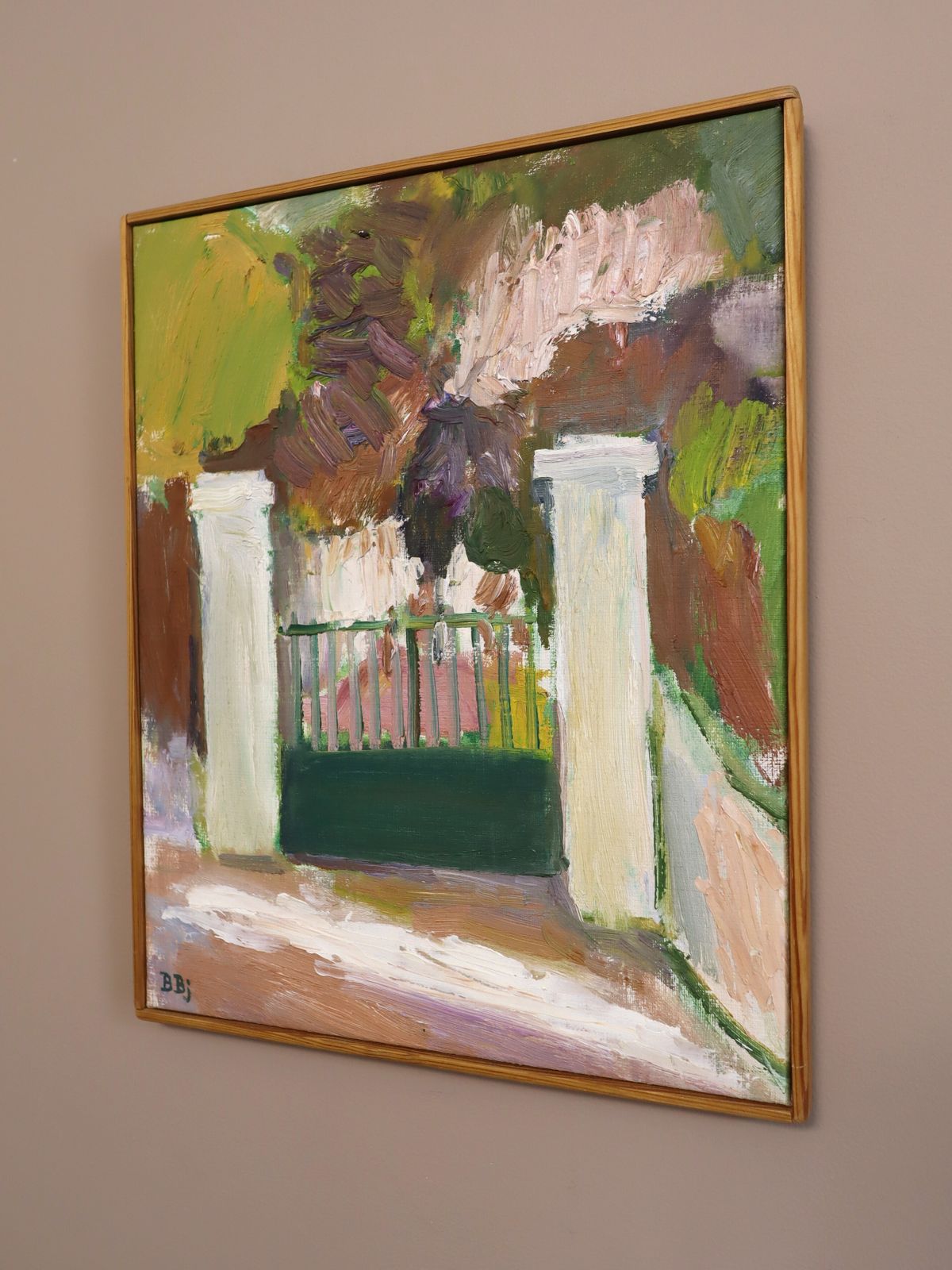 The Green Gate, In Oil Onto Canvas Mid 20th Century photo for sale