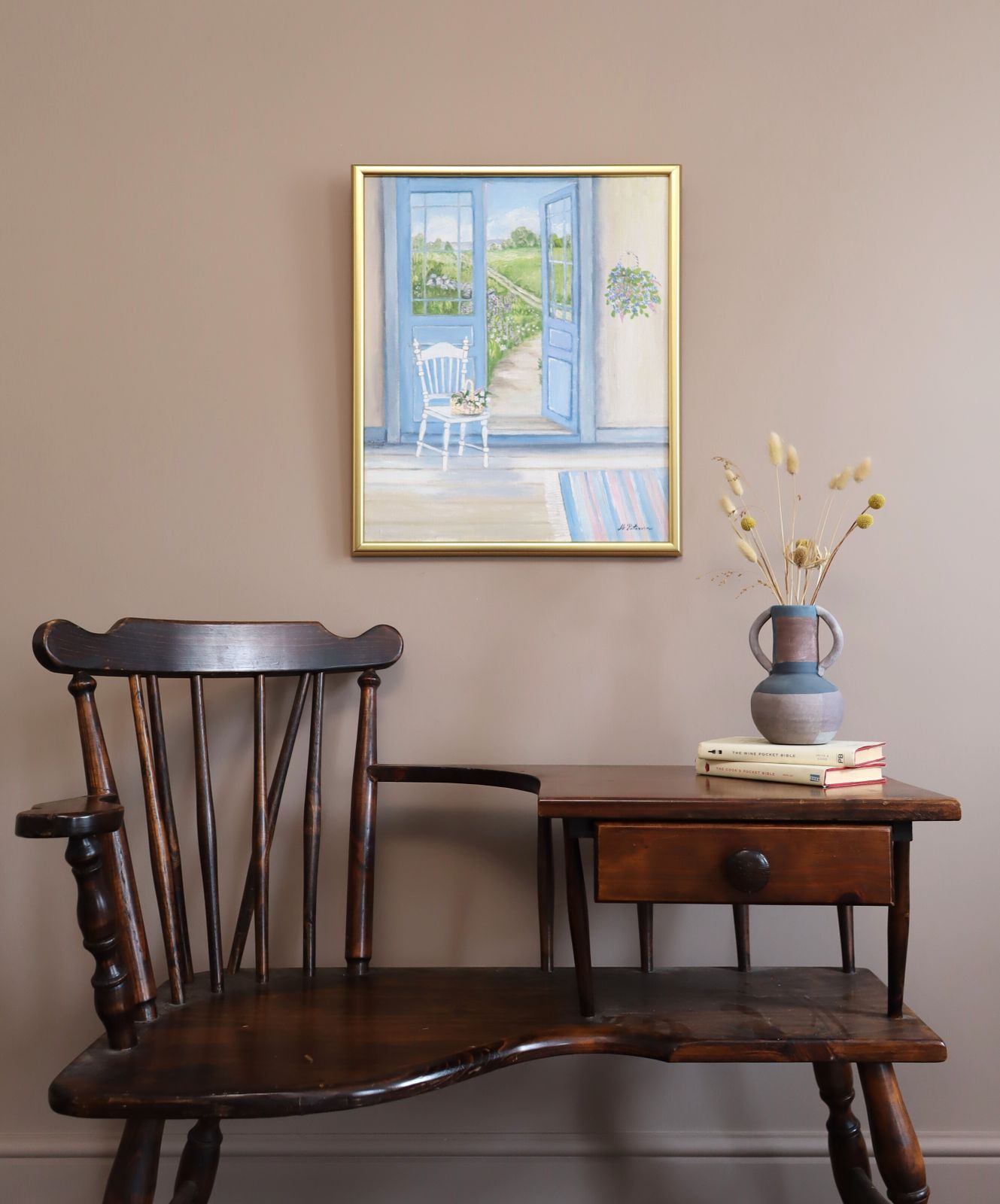 Open Deuren naar de Zomer, Olieverf op Doek, Midden 20e Eeuw photo furniture